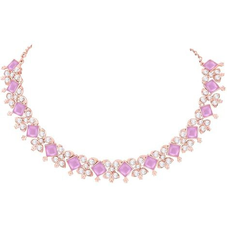 Atasi International Gold Plated Purple Kundan and American Diamond Necklace Jewellery Set with Earrings for Women (PU5781)