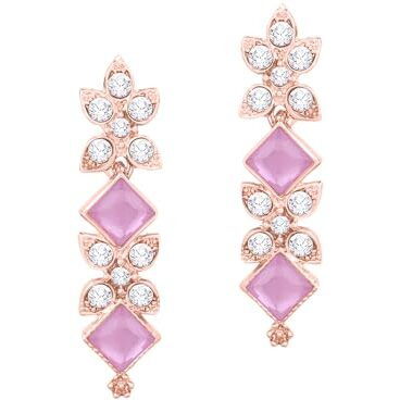 Atasi International Gold Plated Purple Kundan and American Diamond Necklace Jewellery Set with Earrings for Women (PU5781)