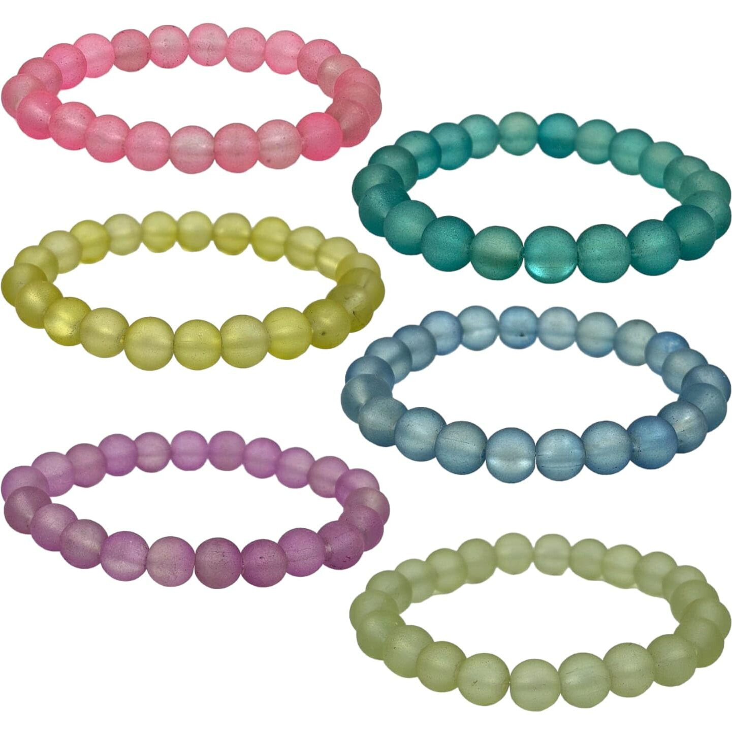 LACUM Navratri Glass Beads Bracelets Combo - Perfect Kanya Bhoj and Birthday Return Gifts for Girls (Combo_of_6Matte)