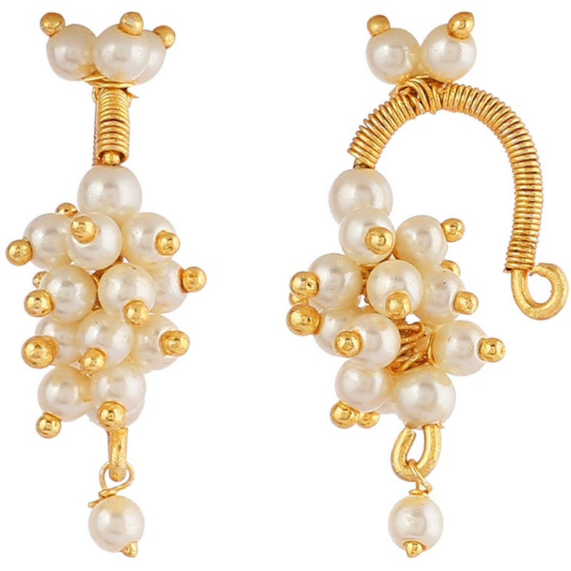 Vama Fashions Half Moon Or Peacock Shape Maharashtrian Traditional Press on Bugadi Upper Ear Clip on Earrings For Women & Girls (without piercing earrings)