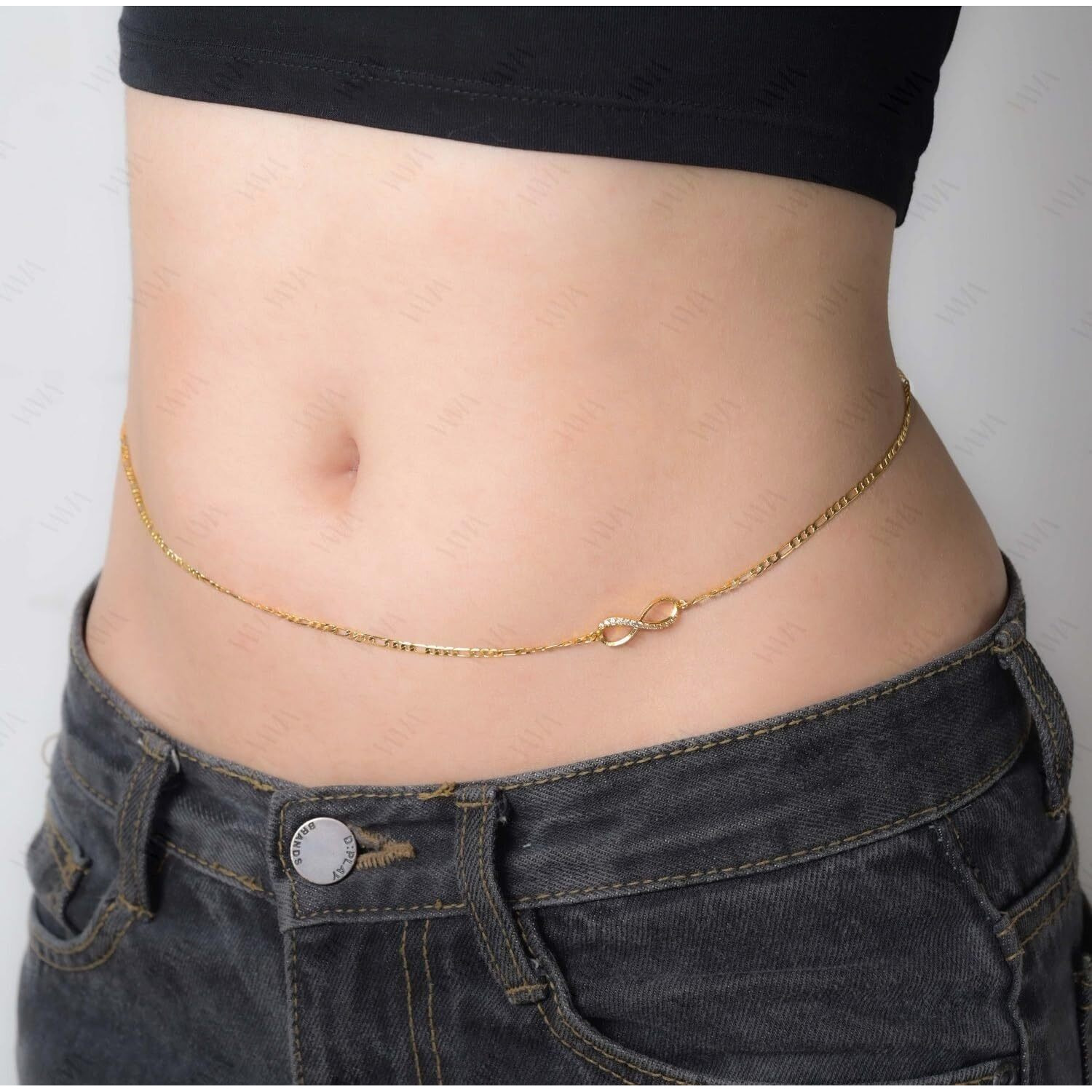 VAMA FASHIONS Gold Plated Adjustable Waist Hip Saree Belt kamarband Body Belly Chain Vaddanam Waistband Jewellery for Women Girls (Infinity waist Chain for women)