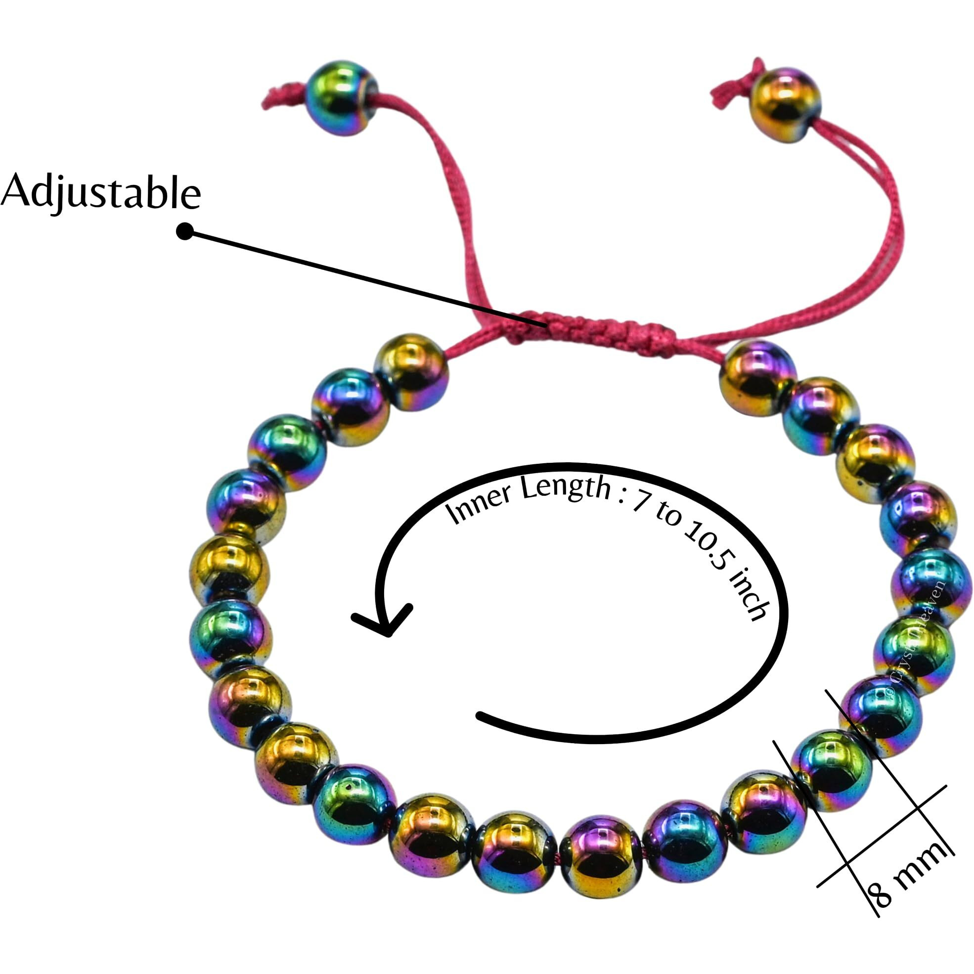 Crystal Heaven Mystic Hematite Crystal Bracelet for Women Men Natural Healing - AAA Grade Original Healing Gemstone Adjustable Bracelet for Yoga Reiki Meditation Feng Shui