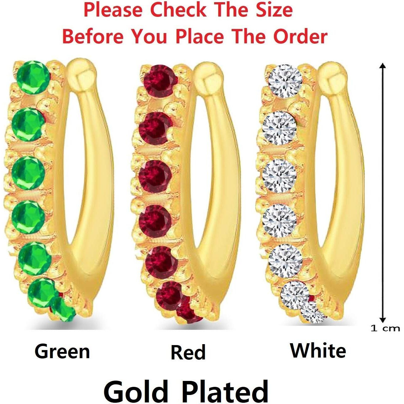 VAMA FASHIONS Golden Clip On Nose Ring Combo Without Piercing Pressing Type Nose Pin Stud for Women