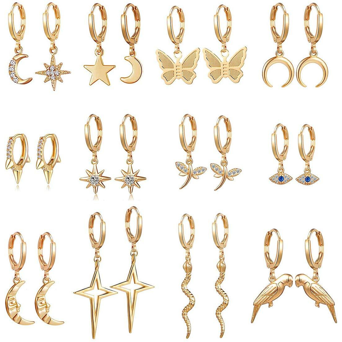 Jewels Galaxy Jewellery For Women Multicolor Gold Plated Earrings Combo (Gold 1) (JG-PC-ERGS-8644)