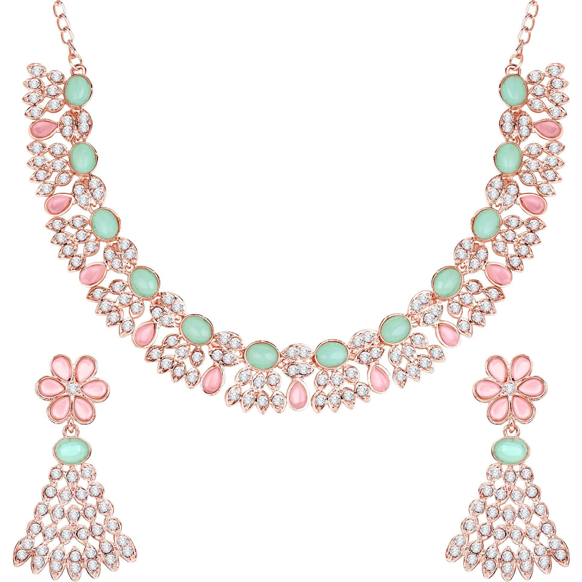 Atasi International Gold Plated Womens Necklace Set | Jewellery Set With Earrings | MPG5774