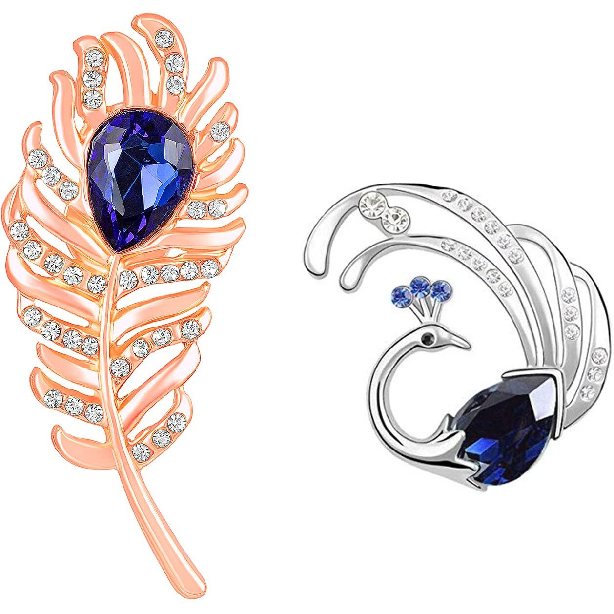 Mahi Eagent Combo of Peacock and Feather Lapel Pin/Brooch CO1105087M