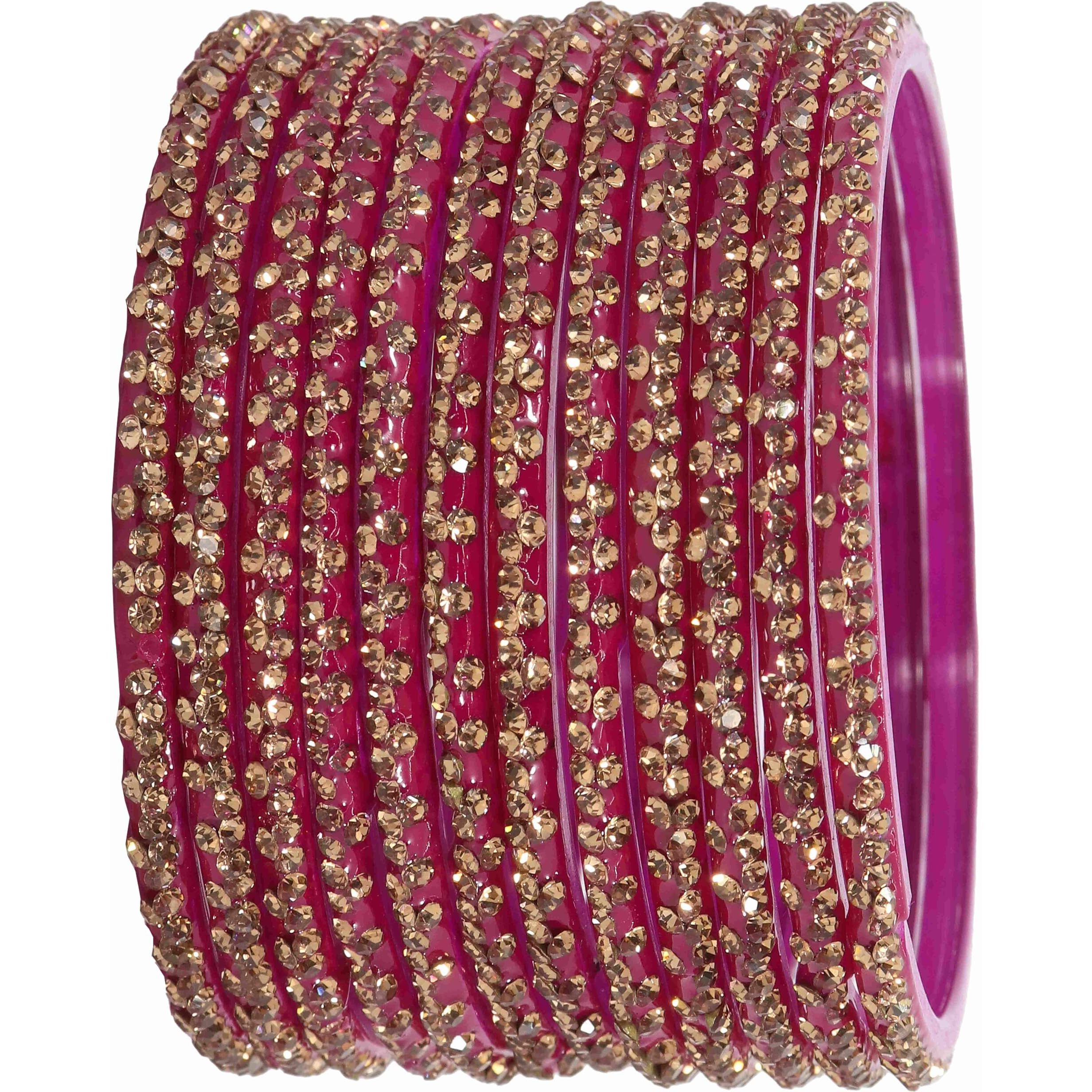 LAVAZZA Stylish Glass Chudi Set For Women and Girls Kaanch ki Choodiyan | Bangle For Girls | bangles for women 2.4 2.6 2.8 | Designer Glass Bangles | Stone Bangles Set For Women- (Iphone-Magenta-2.2)