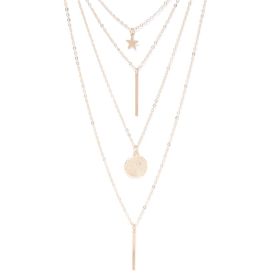 Jewels Galaxy Gold Plated Trending Lock Inspired Layered Necklace Set (Design 24) (JG-PC-NCKI-22111) for Womens