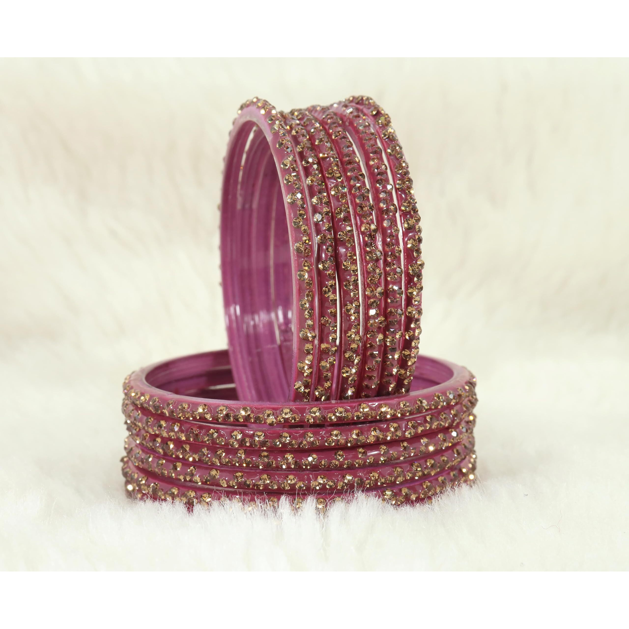 LAVAZZA Stylish Glass Chudi Set For Women and Girls Kaanch ki Choodiyan | Bangle For Girls | bangles for women 2.4 2.6 2.8 | Designer Glass Bangles | Stone Bangles Set For Women- (Iphone-Purple-2.4)