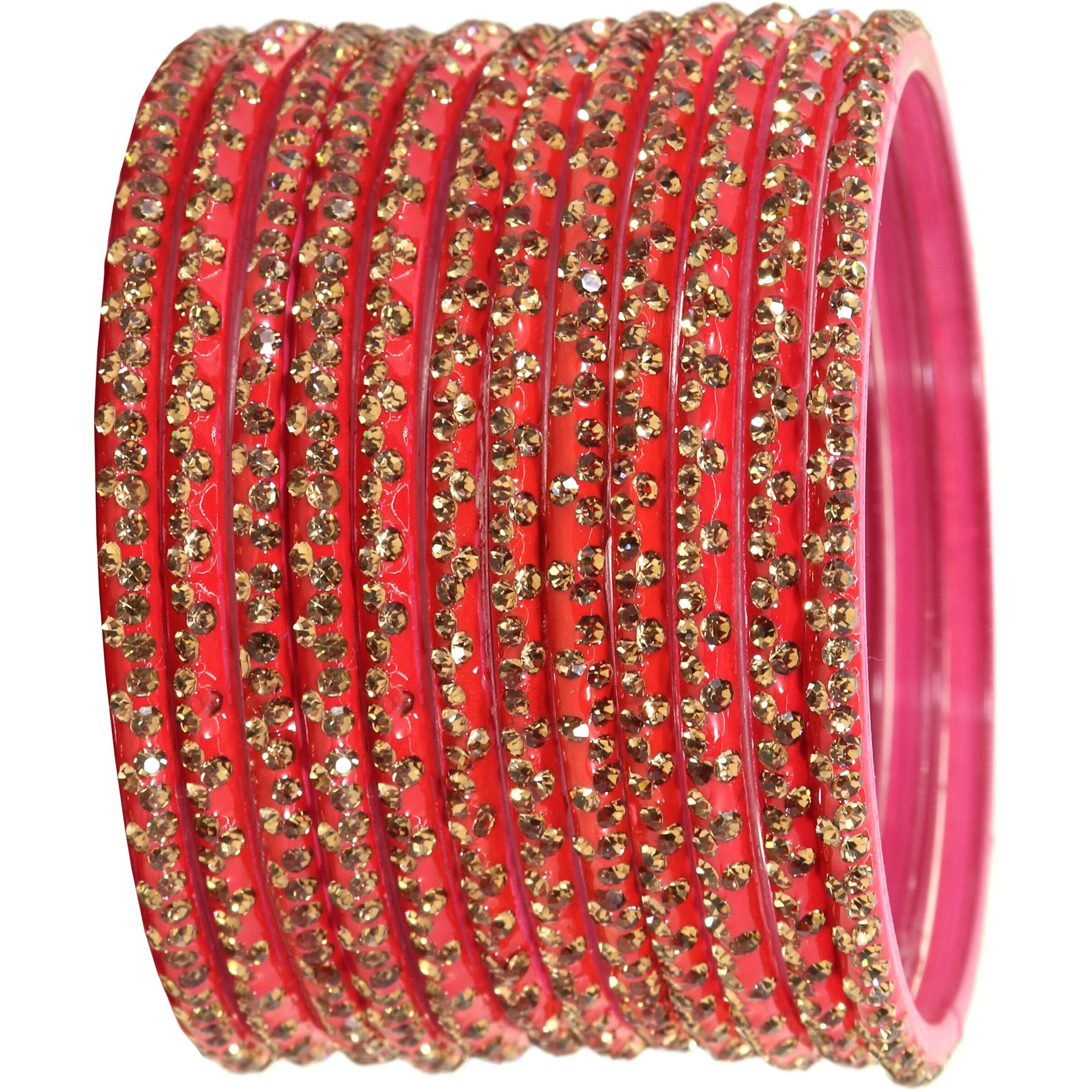 LAVAZZA Stylish Glass Chudi Set For Women and Girls Kaanch ki Choodiyan | Bangle For Girls | bangles for women 2.4 2.6 2.8 | Designer Glass Bangles | Stone Bangles Set For Women-- (Iphone-Watermelon-2.8)