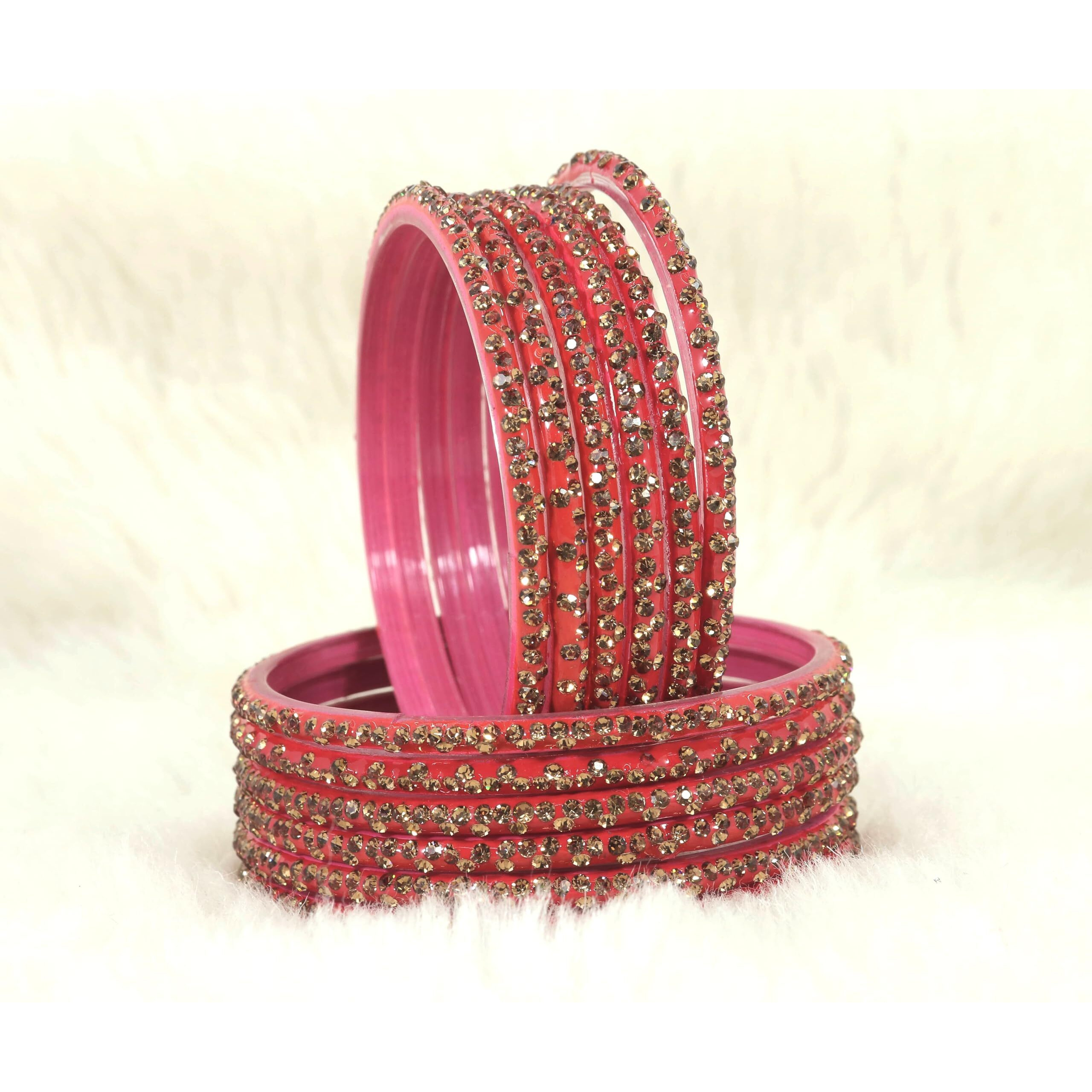 LAVAZZA Stylish Glass Chudi Set For Women and Girls Kaanch ki Choodiyan | Bangle For Girls | bangles for women 2.4 2.6 2.8 | Designer Glass Bangles | Stone Bangles Set For Women-- (Iphone-Watermelon-2.8)