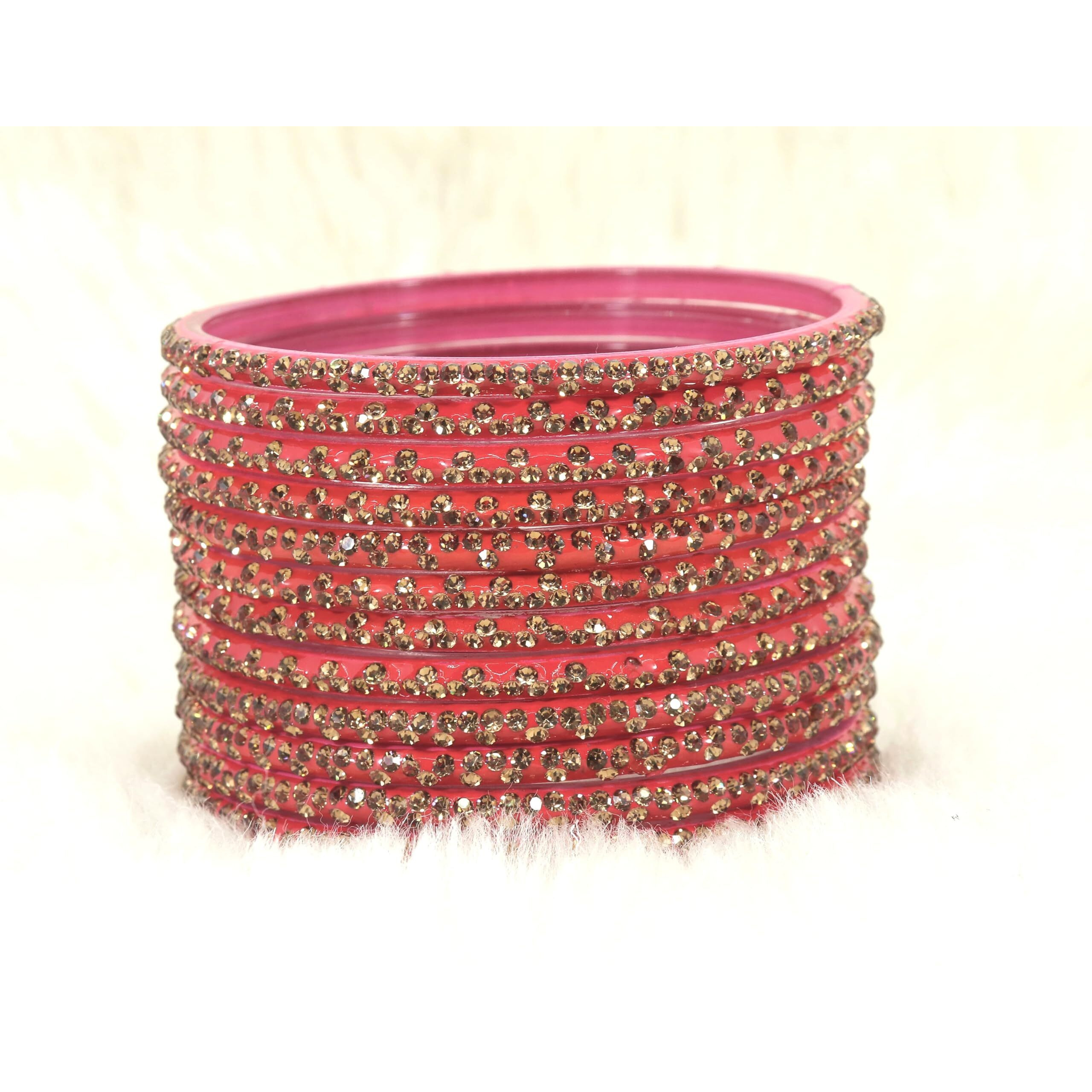 LAVAZZA Stylish Glass Chudi Set For Women and Girls Kaanch ki Choodiyan | Bangle For Girls | bangles for women 2.4 2.6 2.8 | Designer Glass Bangles | Stone Bangles Set For Women-- (Iphone-Watermelon-2.8)