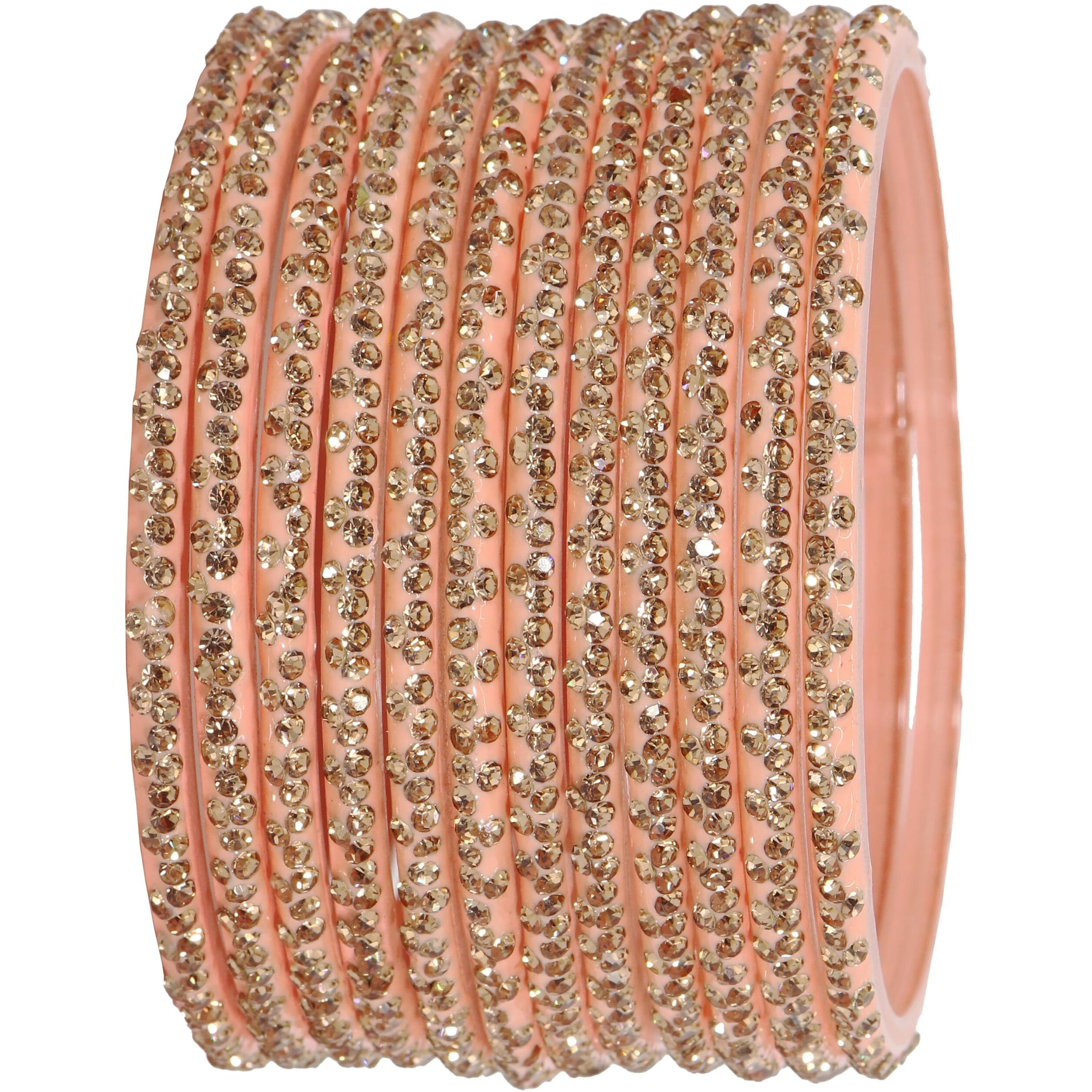 LAVAZZA Stylish Bangles Set For Girls | Fancy Womens Bangles | Golden Stone Bangles | Womens Bangles | Chudi Set | Fashion Jewellery Items | Daily/party/ofice/wedding bangles- (KS4-Peach-2.4)