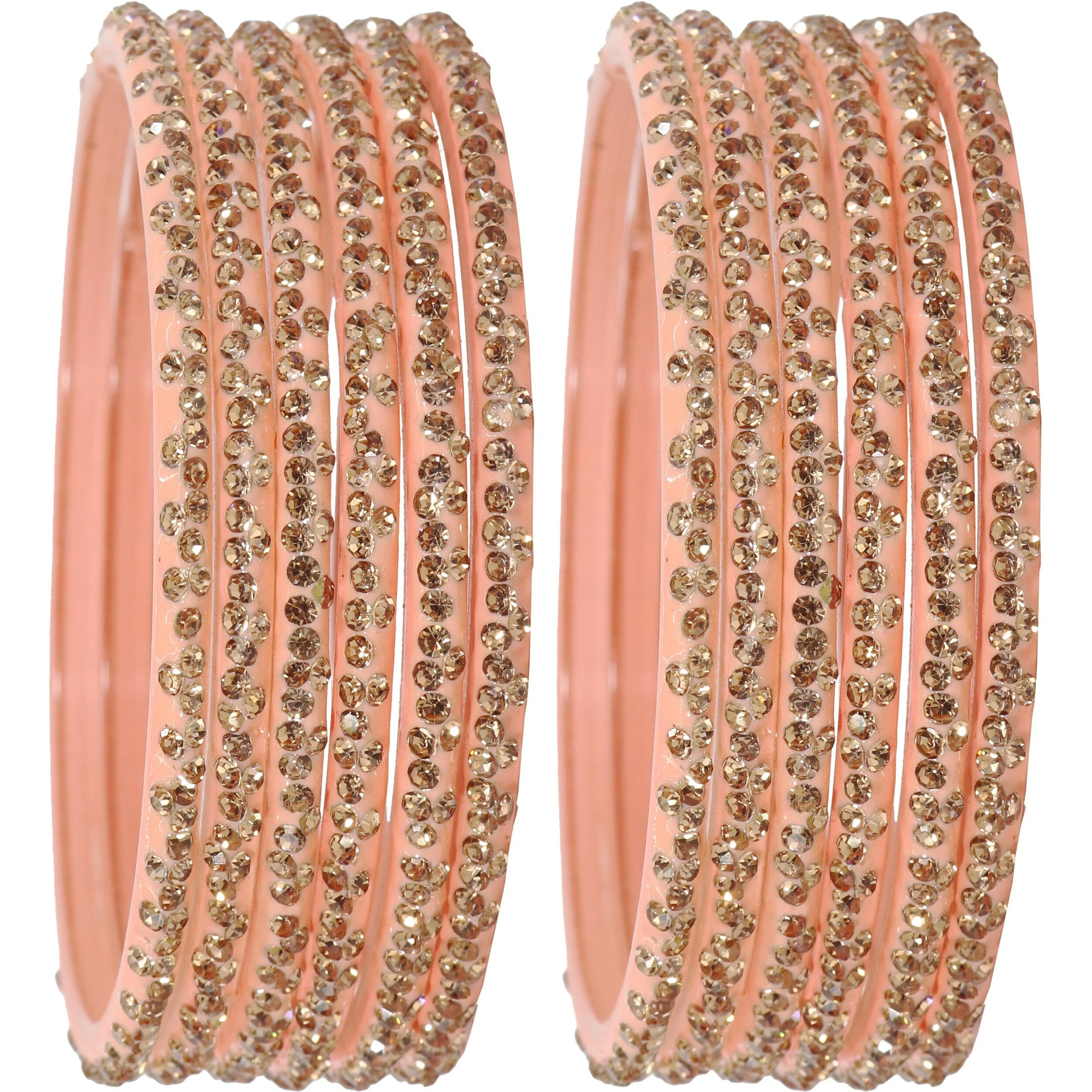 LAVAZZA Stylish Bangles Set For Girls | Fancy Womens Bangles | Golden Stone Bangles | Womens Bangles | Chudi Set | Fashion Jewellery Items | Daily/party/ofice/wedding bangles- (KS4-Peach-2.4)