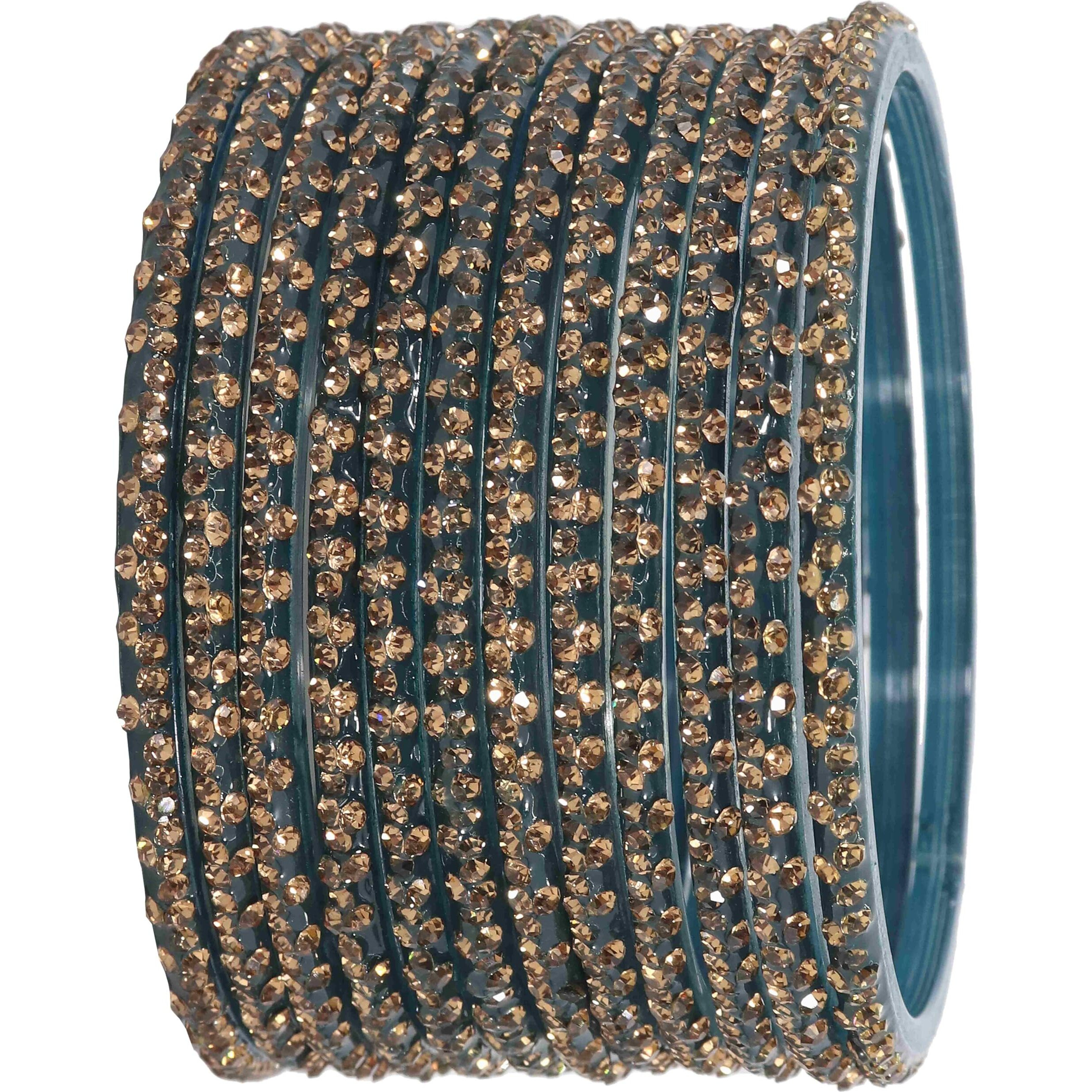 LAVAZZA Stylish Glass Bangles For Girls and Women | AD Diamond Bangles Kaanch ki Chudi Chudiyan | Fashion Bangle Bracelet | Green Colour Bangles 2.2 2.4 2.6 2.8 Size designer, (Iphone-MorPankhi-2.2)