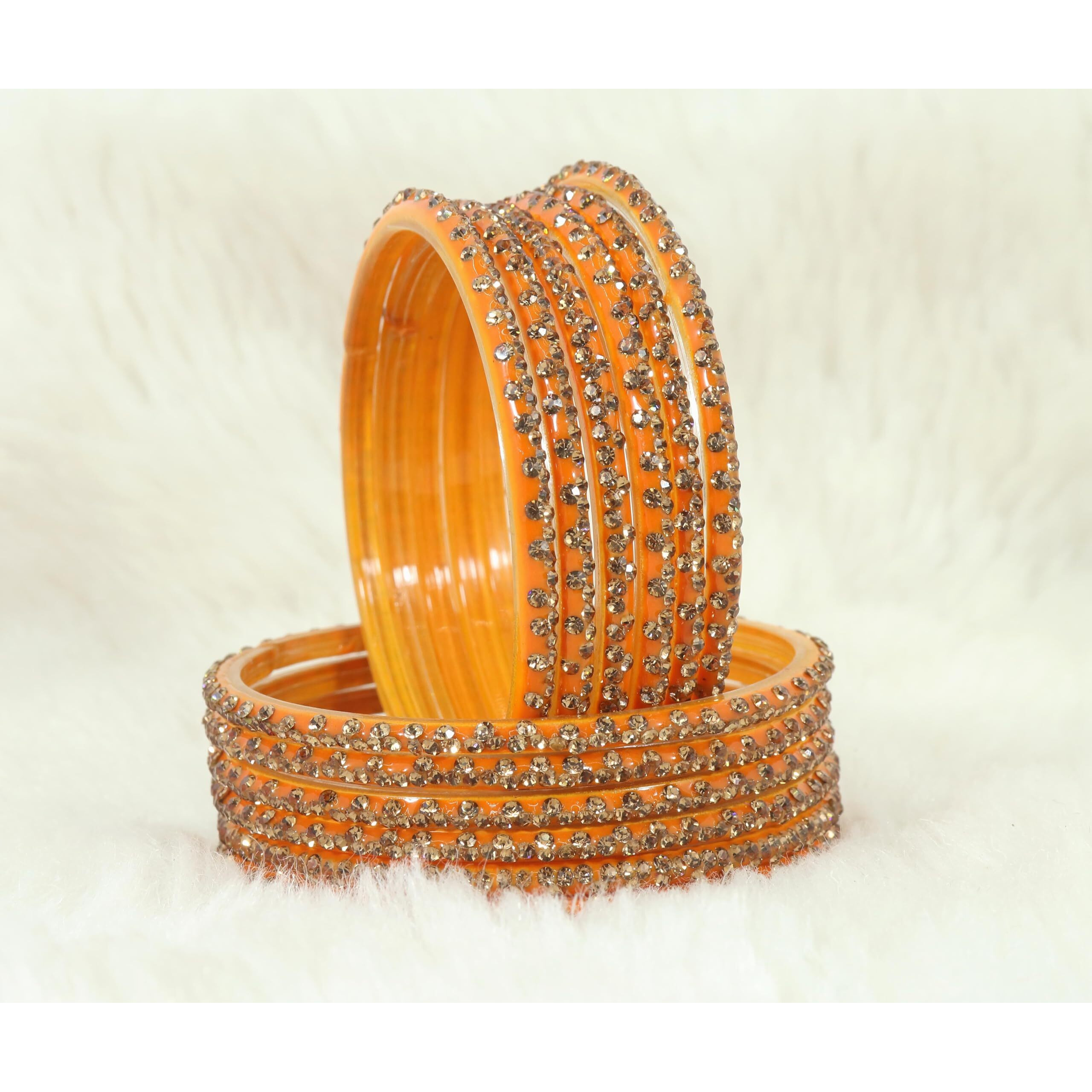 LAVAZZA Stylish Bangles Set For Women and Girls with Zircon Stone | Fancy Womens Glass Chudi | Stone Bangles for women Diamond Bangles | Womens Fashion Jewellery - Pack of 12, (KS4-Haldi-2.8)