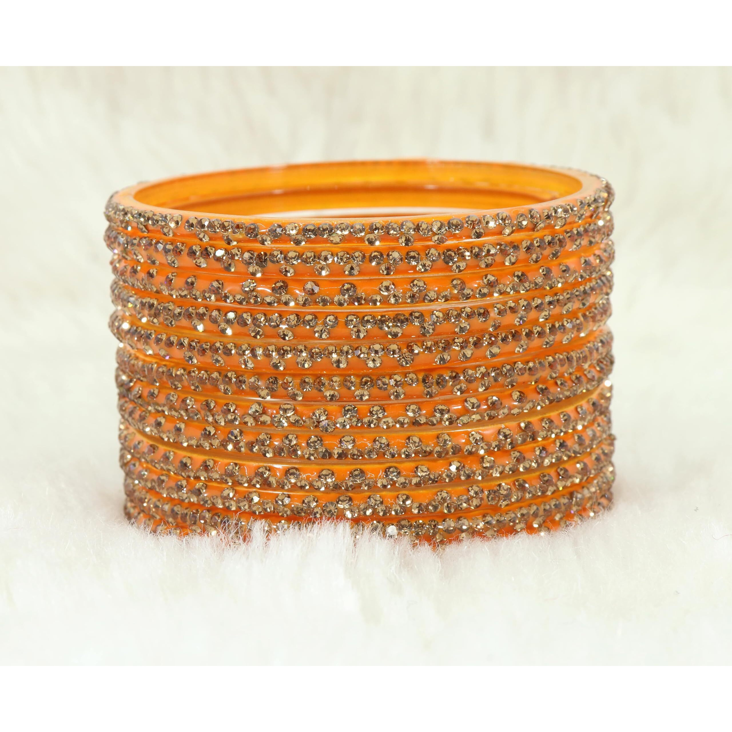 LAVAZZA Stylish Bangles Set For Women and Girls with Zircon Stone | Fancy Womens Glass Chudi | Stone Bangles for women Diamond Bangles | Womens Fashion Jewellery - Pack of 12, (KS4-Haldi-2.8)
