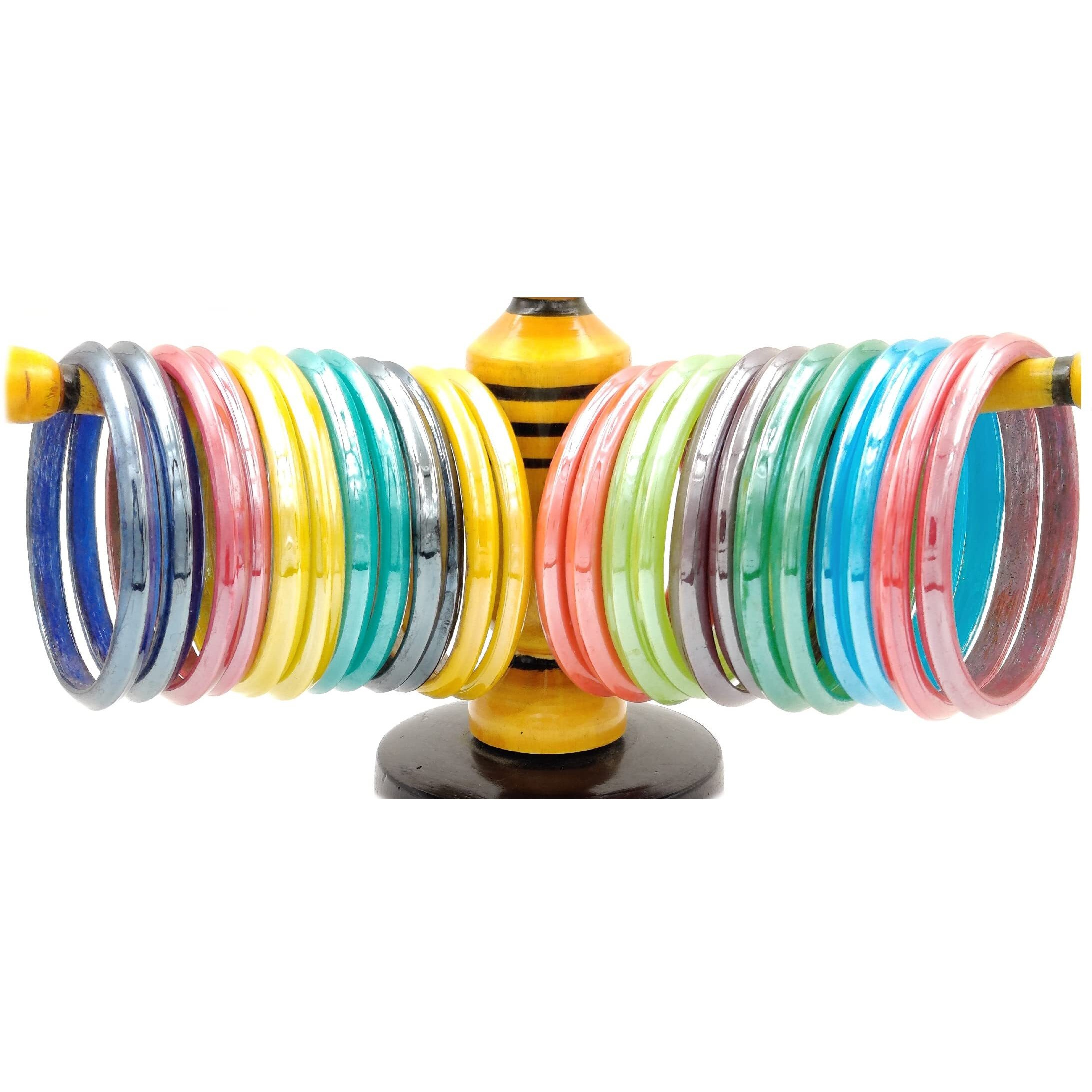 AABHAYA ARTS Glass Bangles for Women 12 Multi Colours Pairs Stylish Eye Catching Glass Bangles For Girls/Women (Pack of 24 Bangles) (2.8)