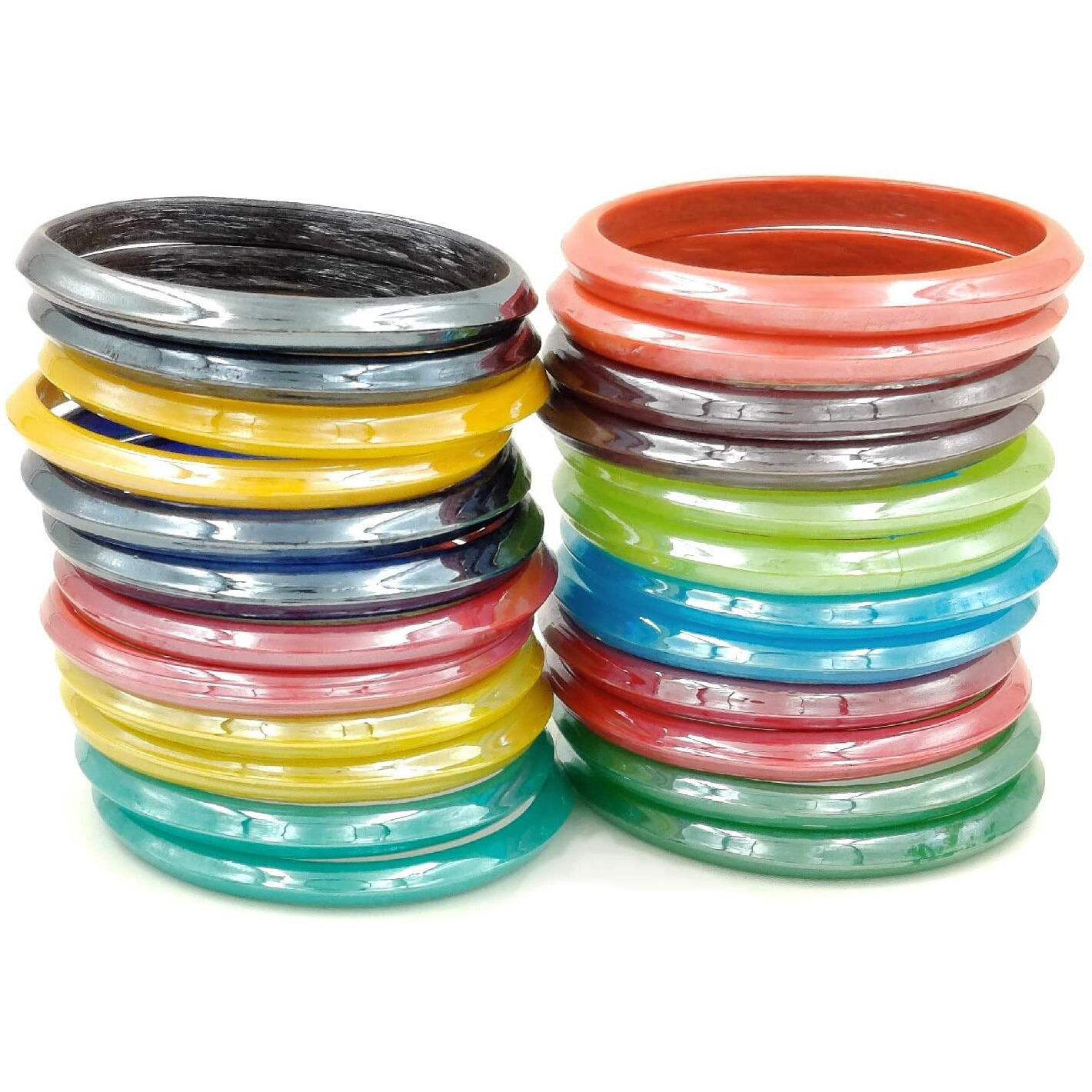 AABHAYA ARTS Glass Bangles for Women 12 Multi Colours Pairs Stylish Eye Catching Glass Bangles For Girls/Women (Pack of 24 Bangles) (2.8)