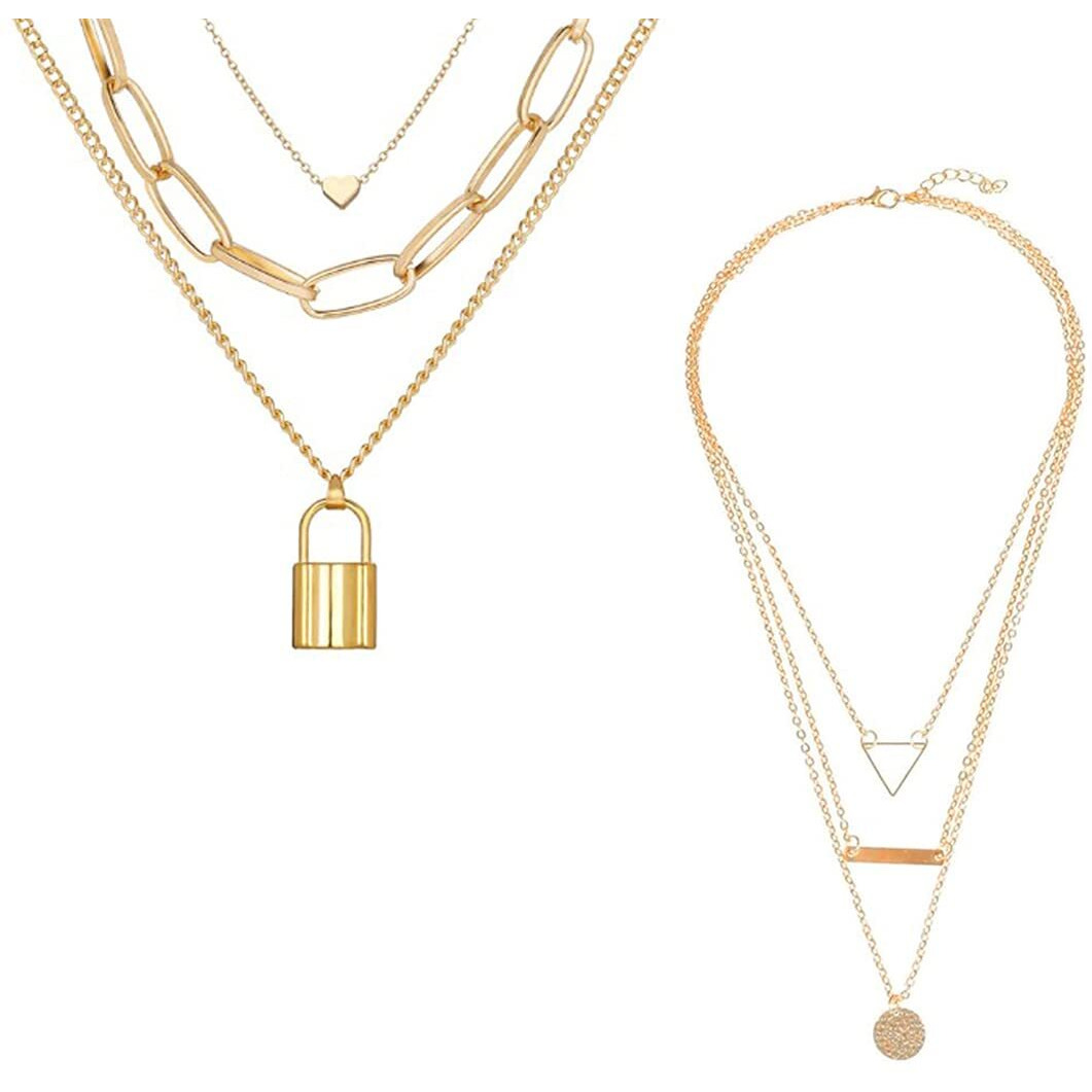 Jewels Galaxy Stylish Multi Layered Gold Plated Stunning Necklace For Women/Girls (Design 22) (JG-PC-NCC-22105)