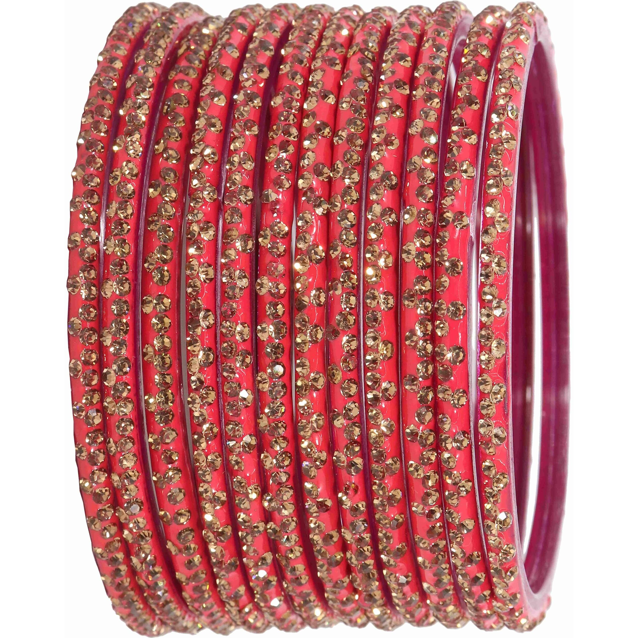 LAVAZZA Stylish Glass Bangle Set For Women and Girls | Indian Glass Bangle Set | Glass bangles for women 2.6 2.8 2.4 | Glass Bangles set | Kaanch ki chudi | Chudi set | Diamond Stone Bangles-(Iphone-Strawberry-2.2)