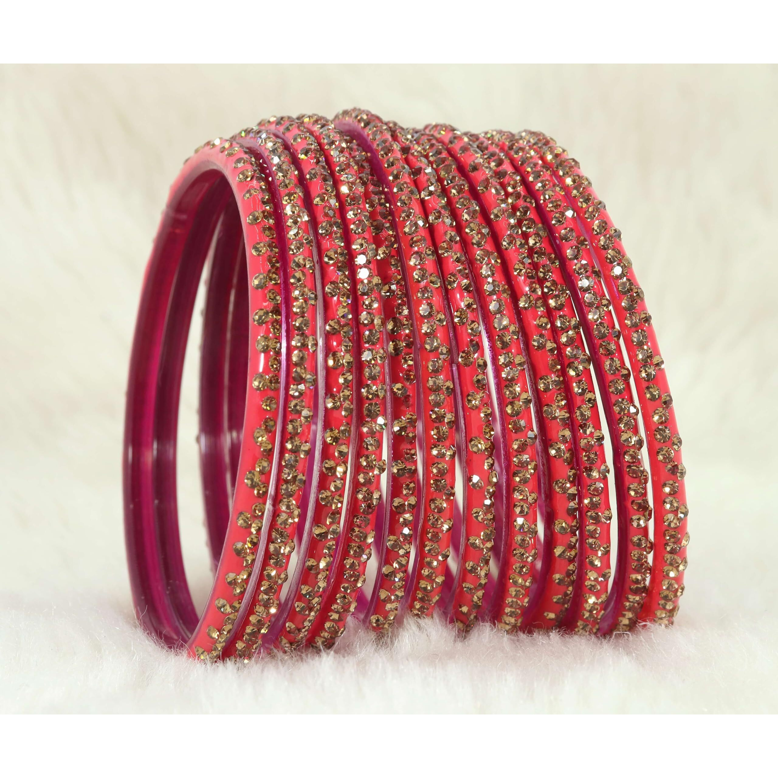 LAVAZZA Stylish Glass Bangle Set For Women and Girls | Indian Glass Bangle Set | Glass bangles for women 2.6 2.8 2.4 | Glass Bangles set | Kaanch ki chudi | Chudi set | Diamond Stone Bangles-(Iphone-Strawberry-2.2)