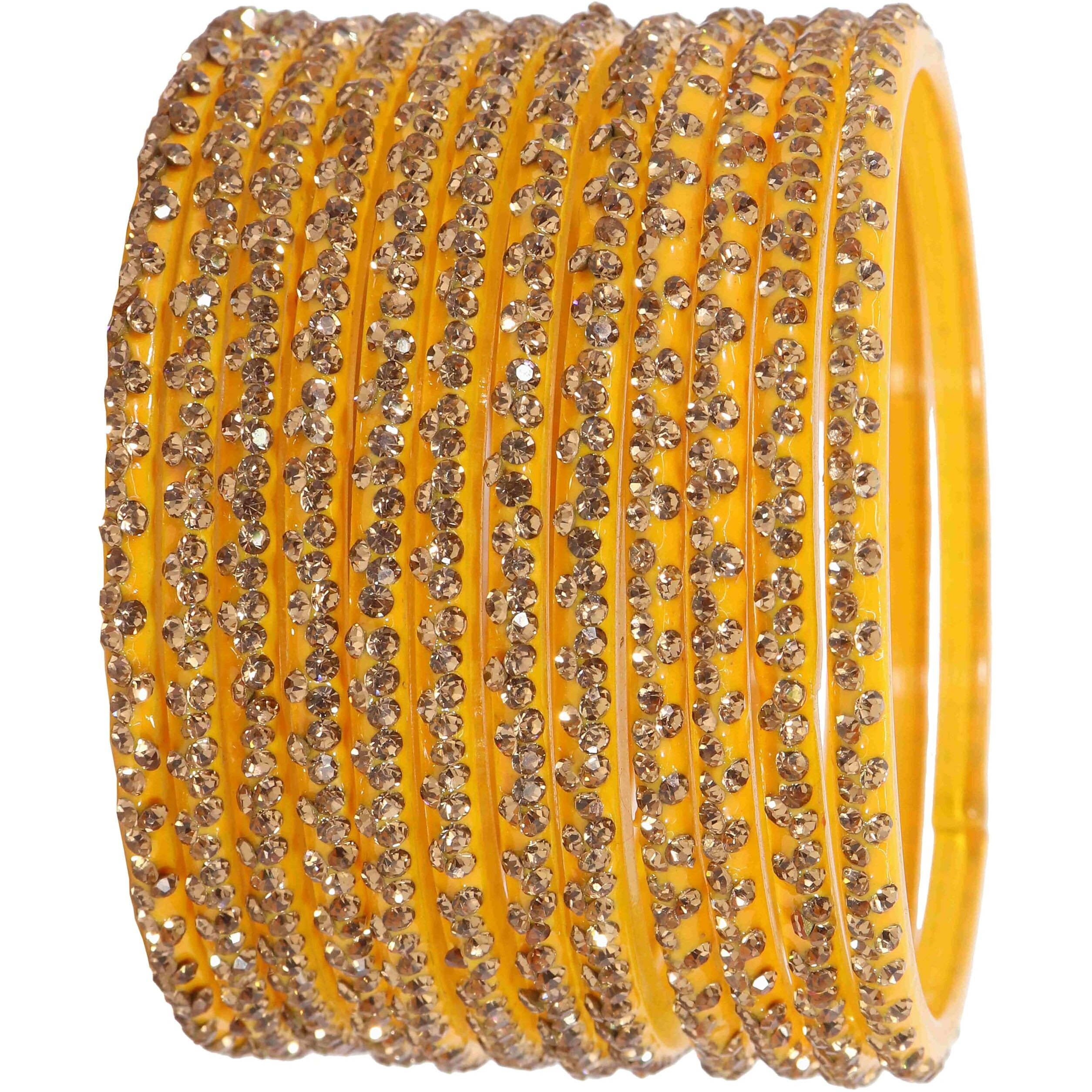 LAVAZZA Stylish Glass Bangle Set For Women and Girls | Indian Glass Bangle Set | trending bangles for women 2.2 2.4 2.6 2.6 | glass ki chudiyan | glass bangles set | stone bangles for women- (Iphone-Mango-2.8)