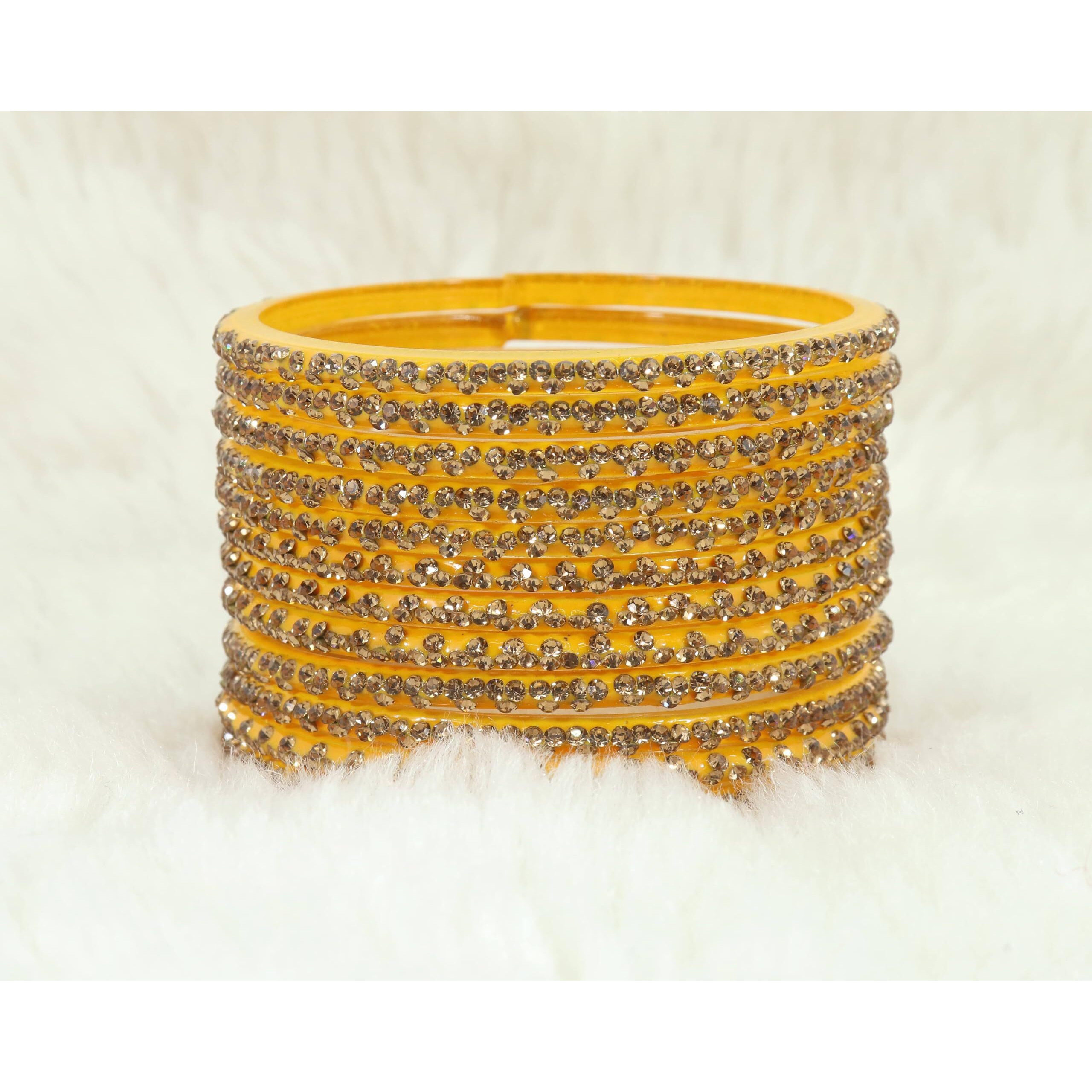 LAVAZZA Stylish Glass Bangle Set For Women and Girls | Indian Glass Bangle Set | trending bangles for women 2.2 2.4 2.6 2.6 | glass ki chudiyan | glass bangles set | stone bangles for women- (Iphone-Mango-2.8)