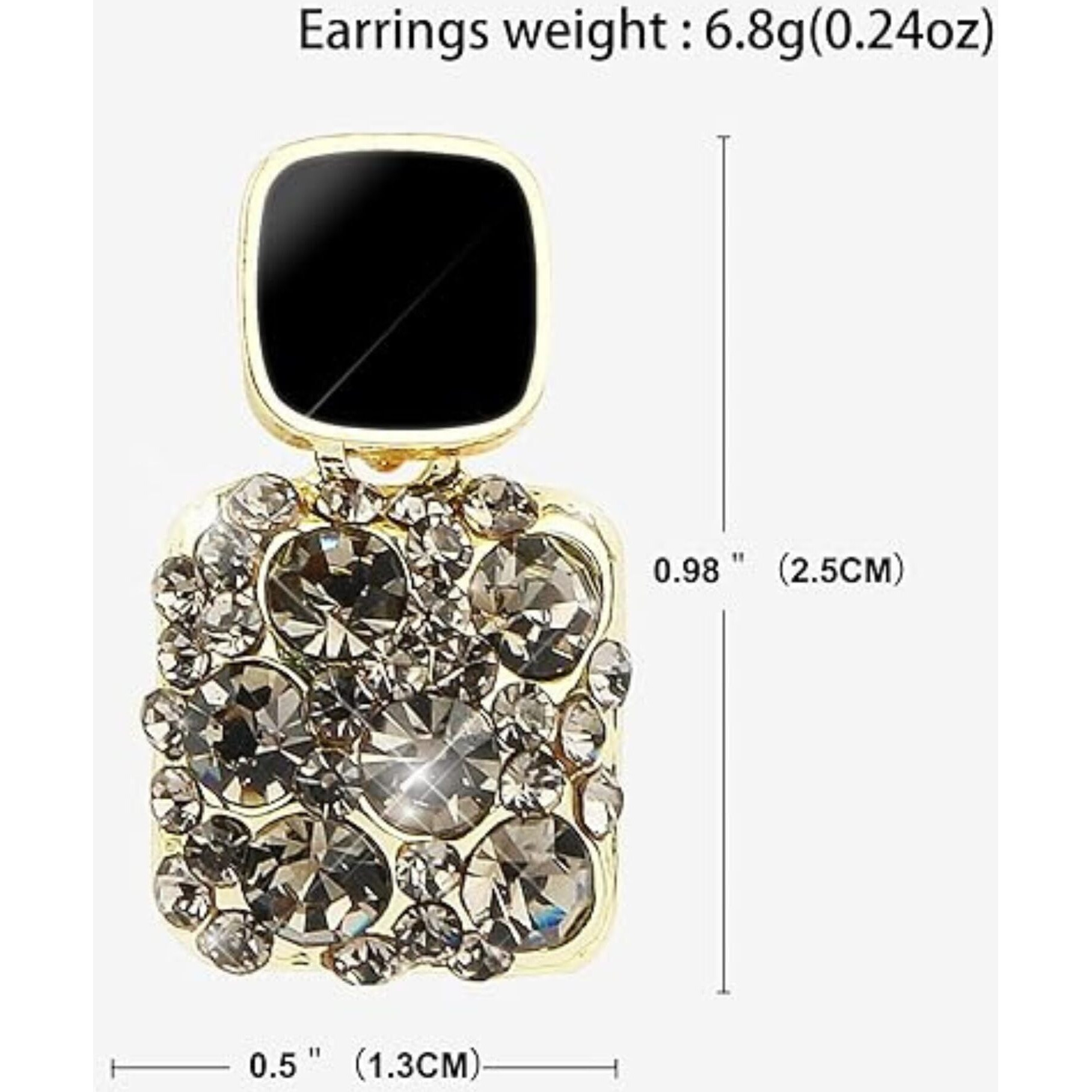 BLACKBOX Black Rhinestone Crystal Square Drop korean Earrings for Women & Girls | Stylish & Fashionable Earring for Girlfriend | Accessories Jewellery for Women | Best Gift for Birthday & Anniversary