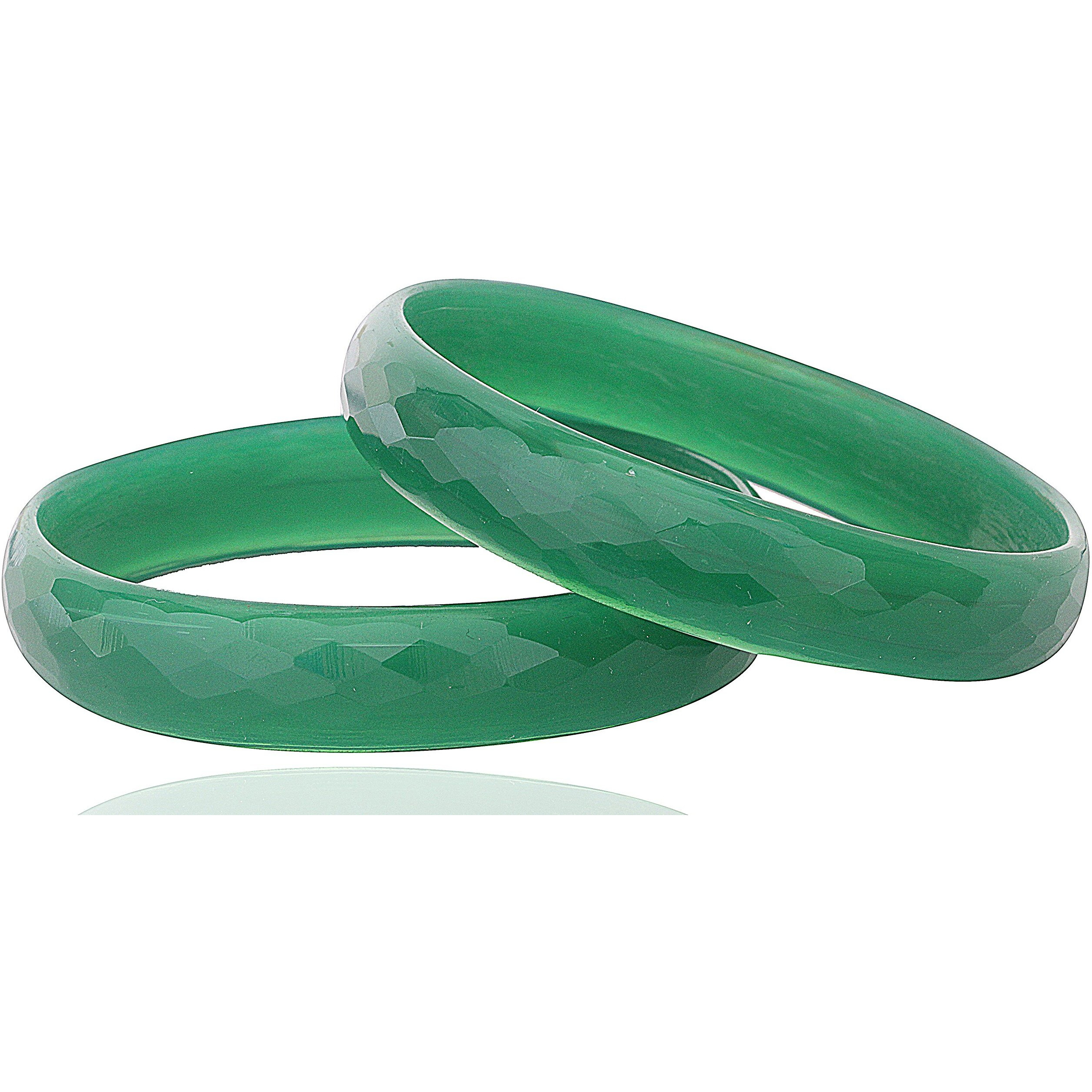 NMII Glass with Diamond Cutting Pattern Glossy Opaque Bangle/Kadaa set for Women/Girls, (DarkGreen_2.4 Inches), Pack Of 2 Kada Set