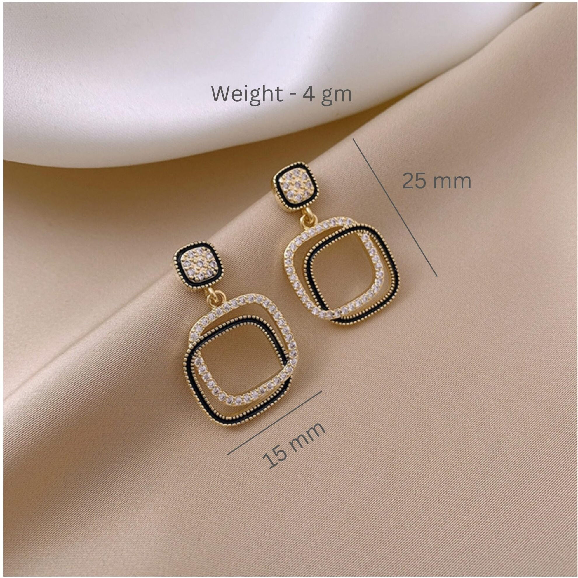 BLACKBOX Black color Square Folded drop style stud korean Earrings for Women & Girls | Stylish & Fashionable Earring for Girlfriend | Accessories Jewellery for Women | Gift for Birthday & Anniversary