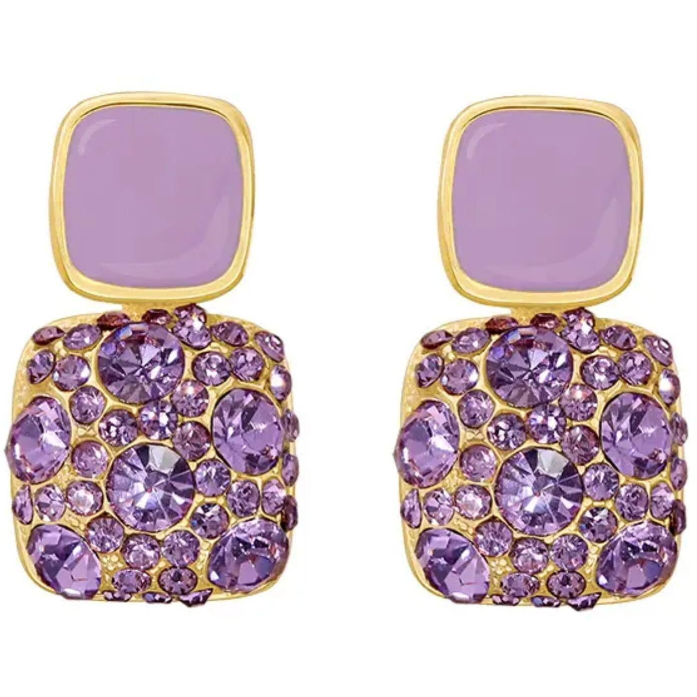 BLACKBOX Purple Rhinestone Crystal Square Drop korean Earrings for Women & Girls | Stylish & Fashionable Earring for Girlfriend | Accessories Jewellery for Women | Best Gift for Birthday & Anniversary