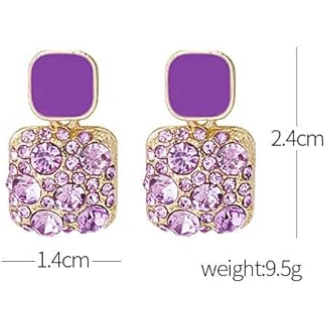BLACKBOX Purple Rhinestone Crystal Square Drop korean Earrings for Women & Girls | Stylish & Fashionable Earring for Girlfriend | Accessories Jewellery for Women | Best Gift for Birthday & Anniversary