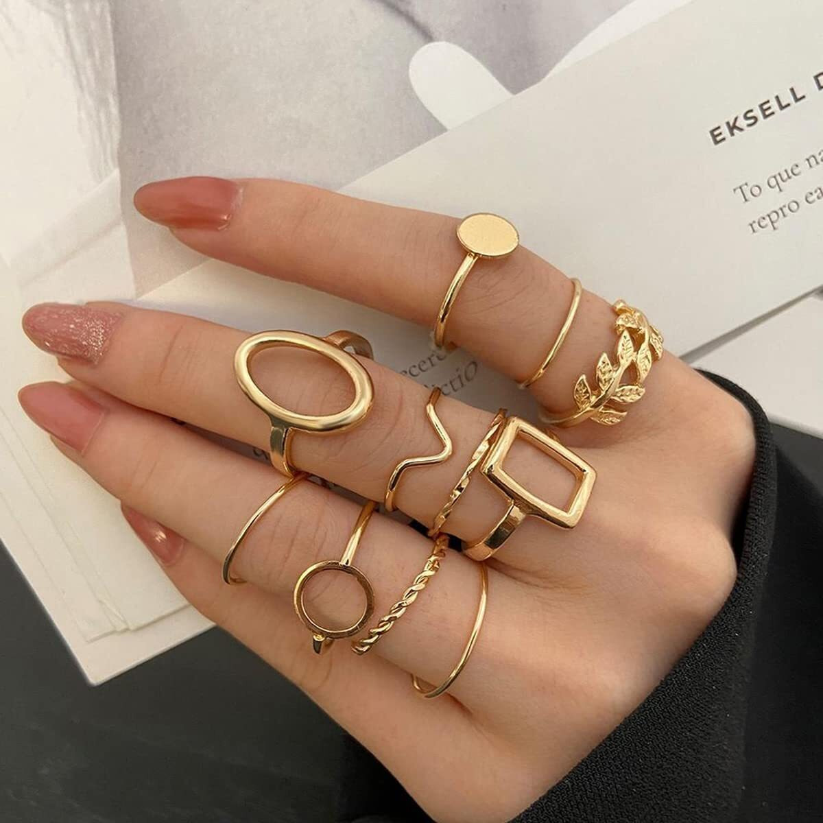 Jewels Galaxy Jewellery For Women Gold Plated Contemporary Stackable Rings Set of 11 (JG-PC-RNGH-994)