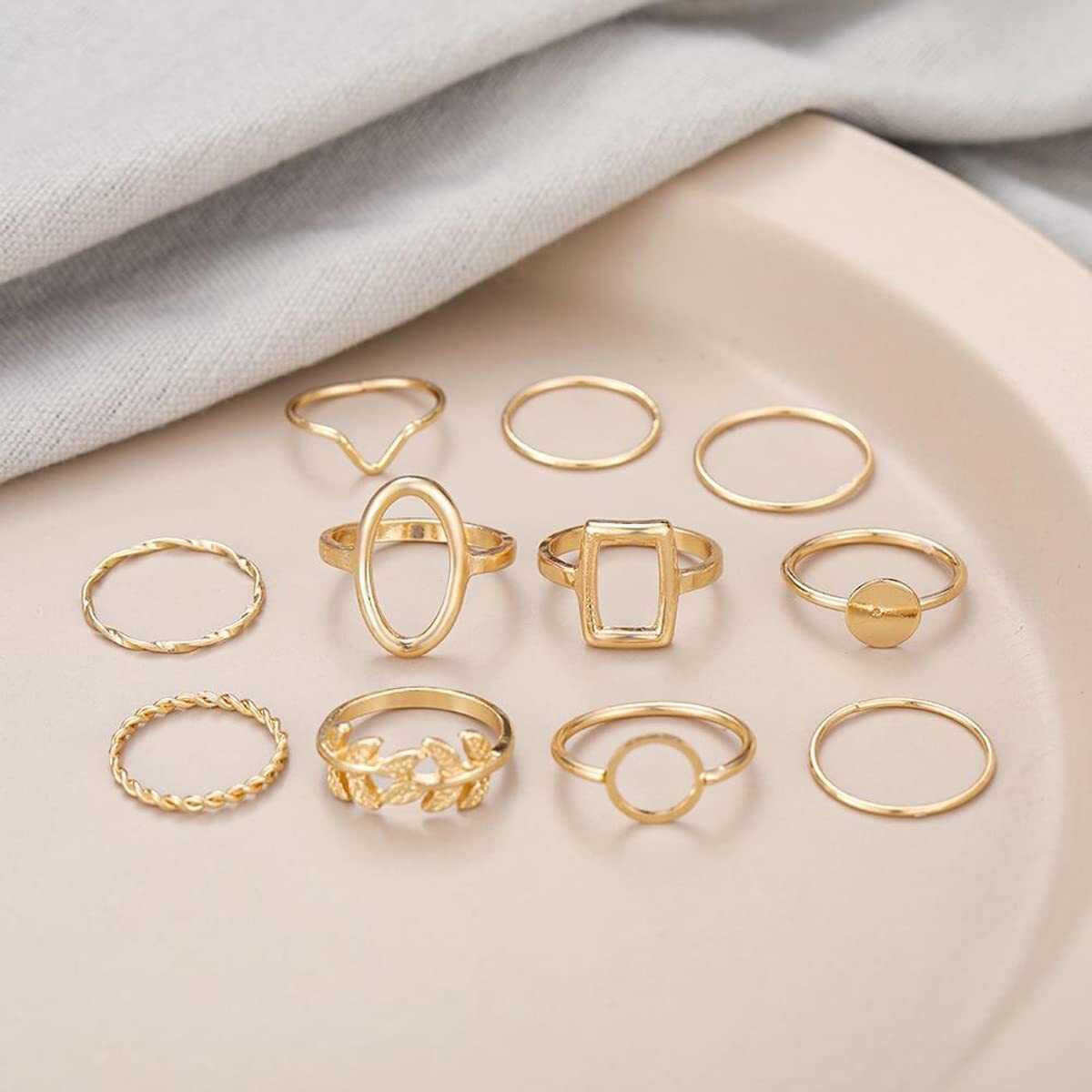 Jewels Galaxy Jewellery For Women Gold Plated Contemporary Stackable Rings Set of 11 (JG-PC-RNGH-994)