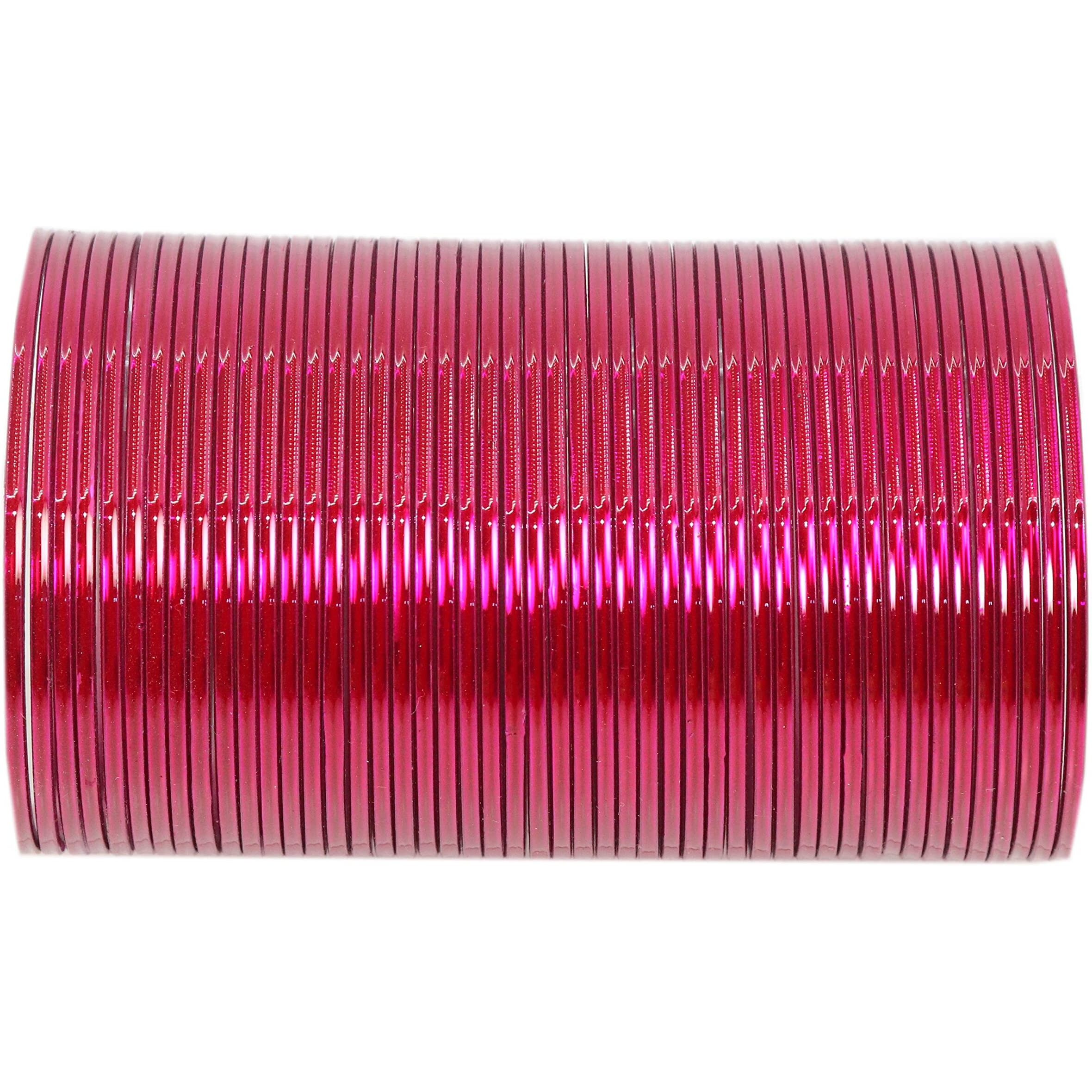 NMII Non-Precious Metal Base Metal with Simple and Plain Glossy Finished Bangle Set For Women and Girls, (MNY2-Strawberry_2.8 Inches), Pack Of 48 Bangle Set