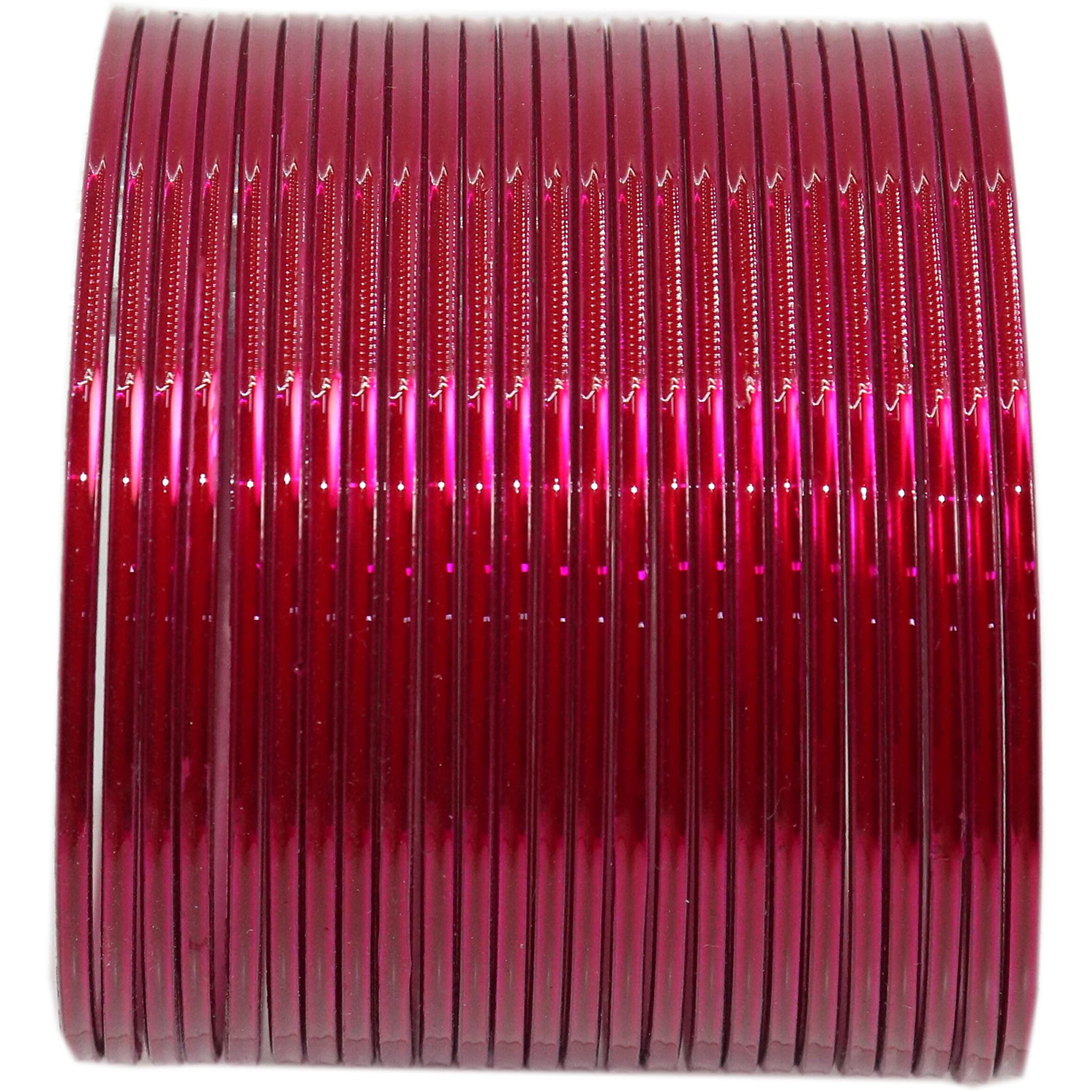 NMII Non-Precious Metal Base Metal with Simple and Plain Glossy Finished Bangle Set For Women and Girls, (MNY2-Strawberry_2.8 Inches), Pack Of 48 Bangle Set