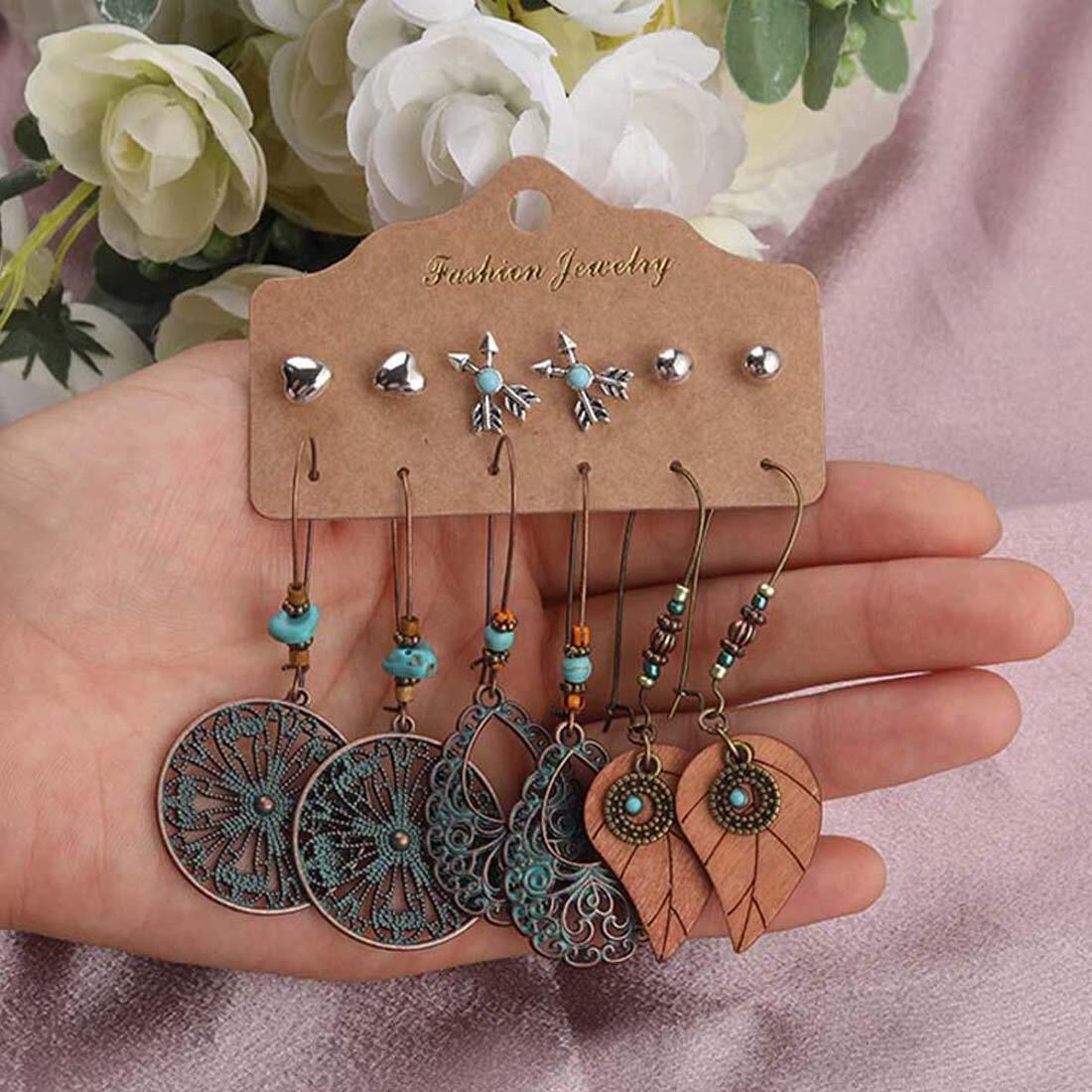 Jewels Galaxy Elegant Steampunk Round Small to Big 12 Pair of Hoop Earrings For Women (JG-PC-ERGS-8603)