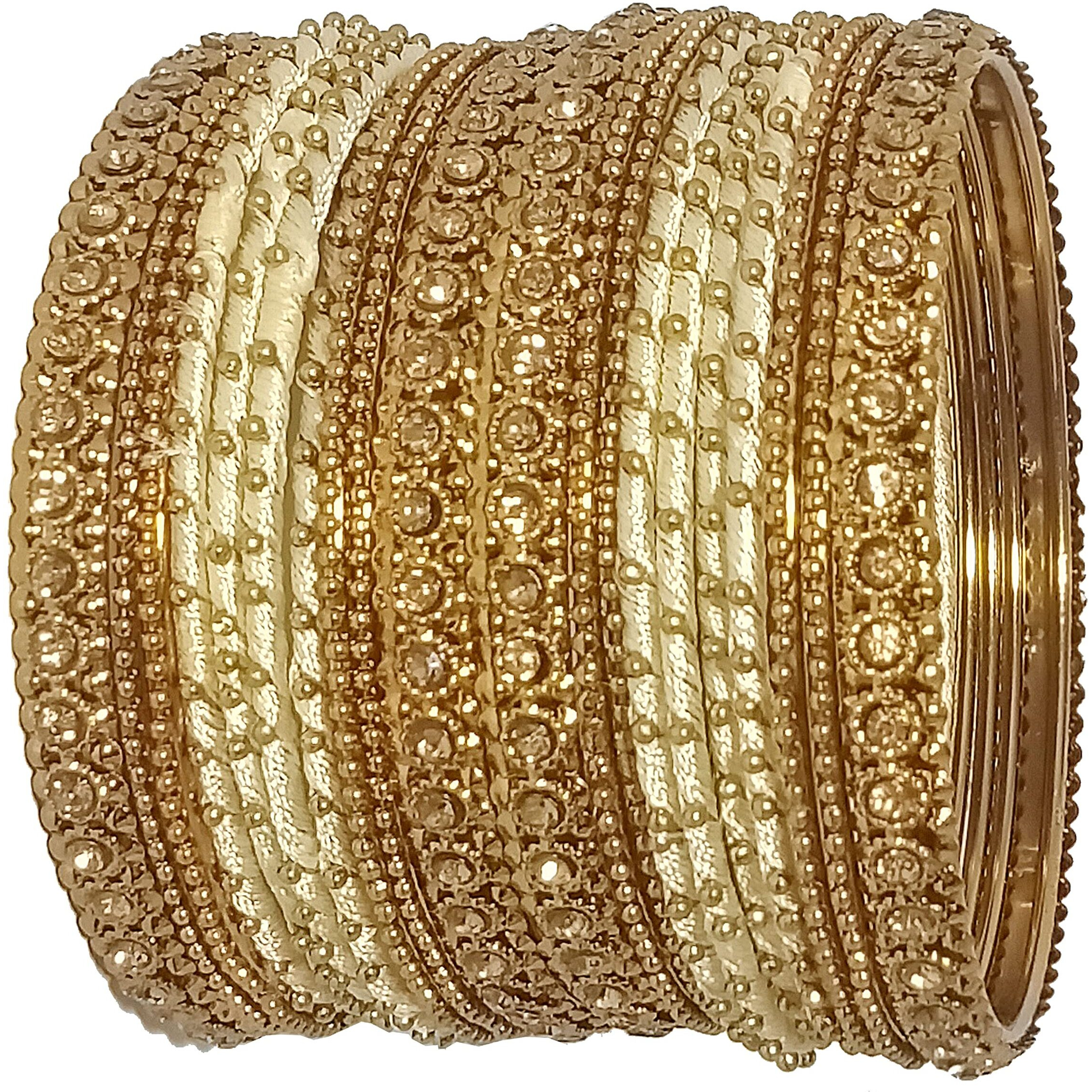 NMII Silk Fabric Metal Bangle for Women & Girls(Cream-2.6)