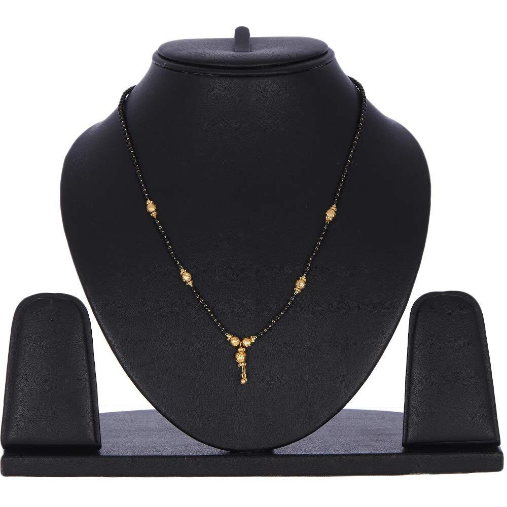 ZENEME Jewellery One Gram Gold Plated Combo of 4 Mangalsutra Necklace Pendant Tanmaniya Nallapusalu Black Bead Chain For Women and Girls (Design)