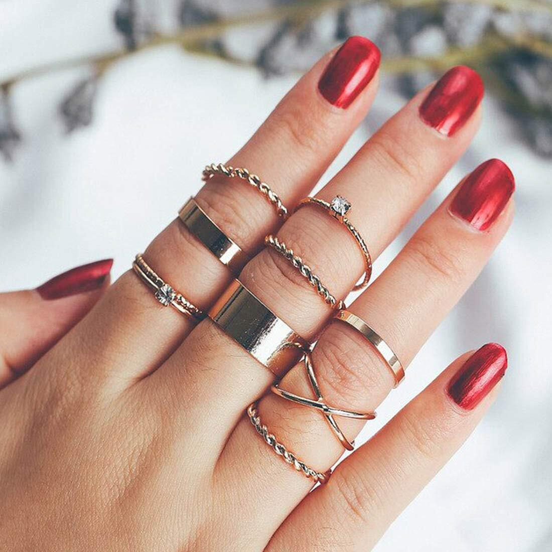 Jewels Galaxy Exclusive Limited Edition AD Gold Plated Elegant Rings for Women/Girls (Mixed Sizes) (JG-PC-RNGG-907)