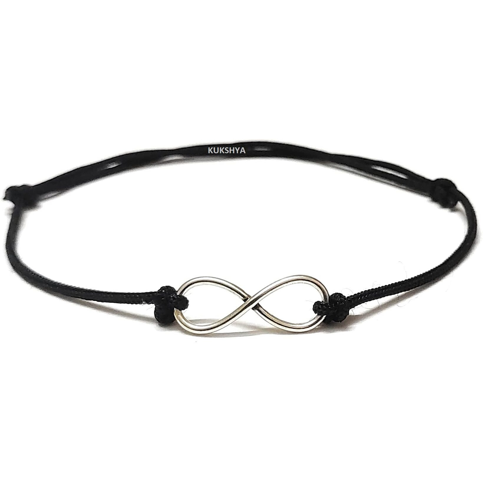 KUKSHYA JEWELLERS 925 Sterling Silver INFINITY Charm Black Thread Anklet Adjustable For Women & Girls (TP 101) (1 PIECE)