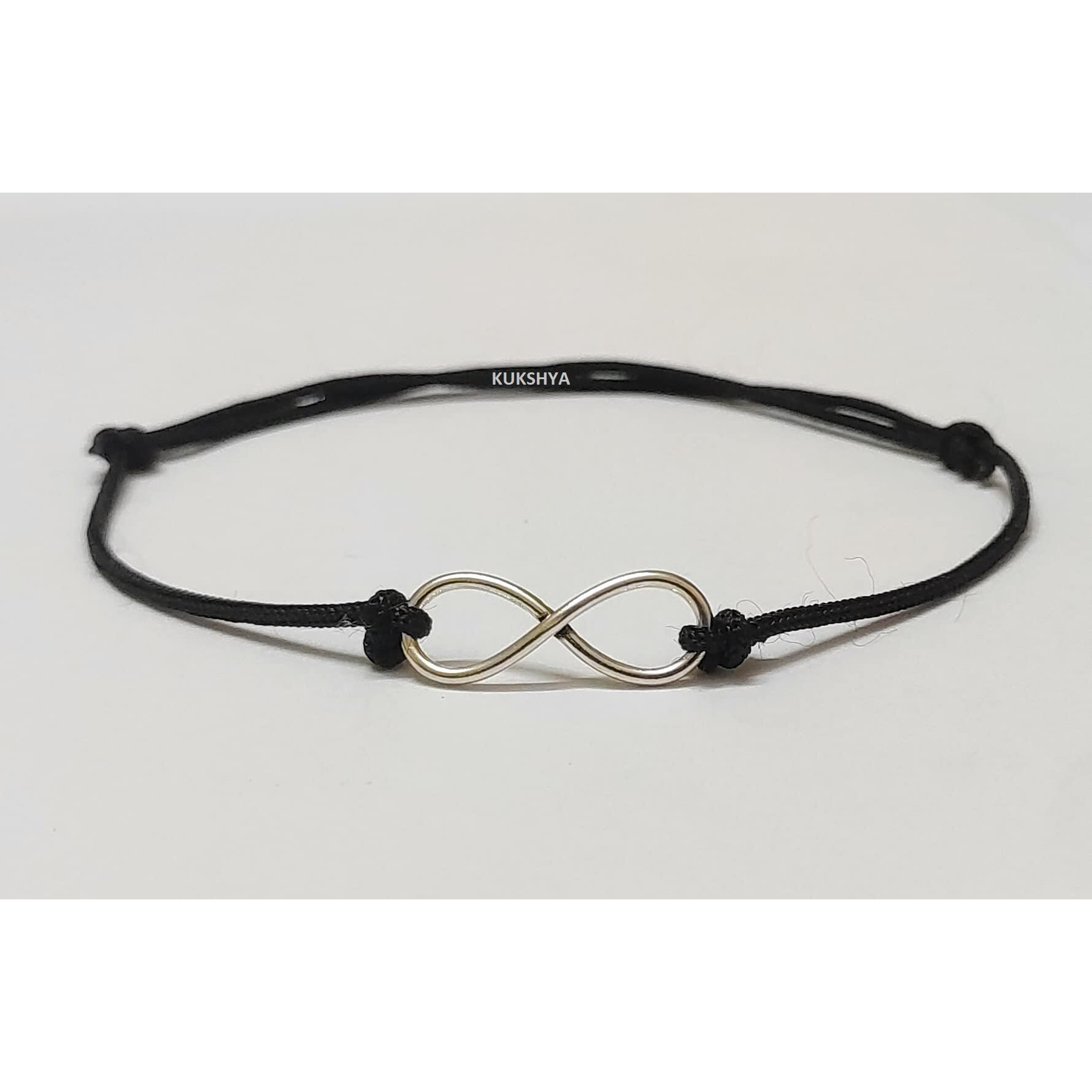 KUKSHYA JEWELLERS 925 Sterling Silver INFINITY Charm Black Thread Anklet Adjustable For Women & Girls (TP 101) (1 PIECE)