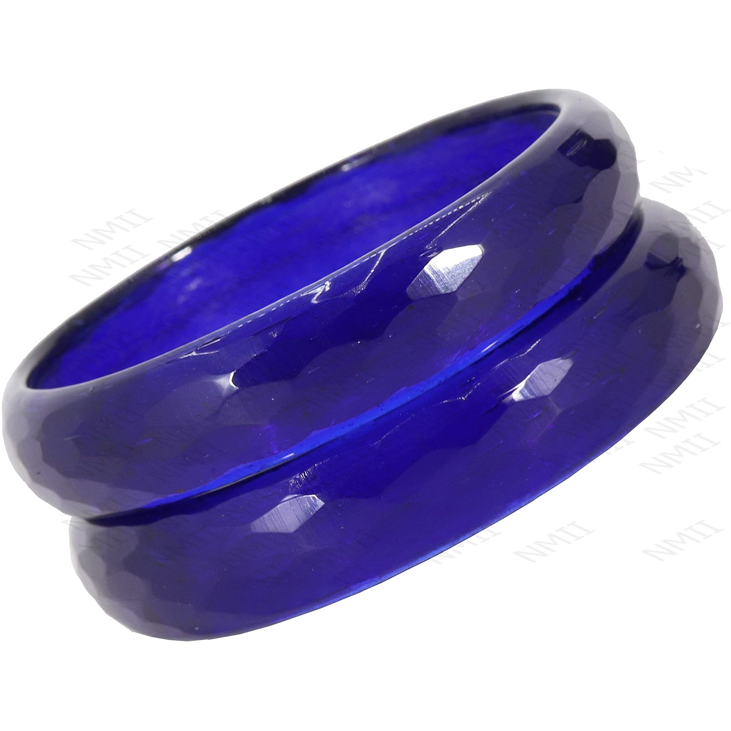 NMII Glass with Diamond Shaped Glossy Finished Bangle/Kada Set For Women and Girls, (DarkBlue_2.2 Inches), Pack Of 2 Kada Set