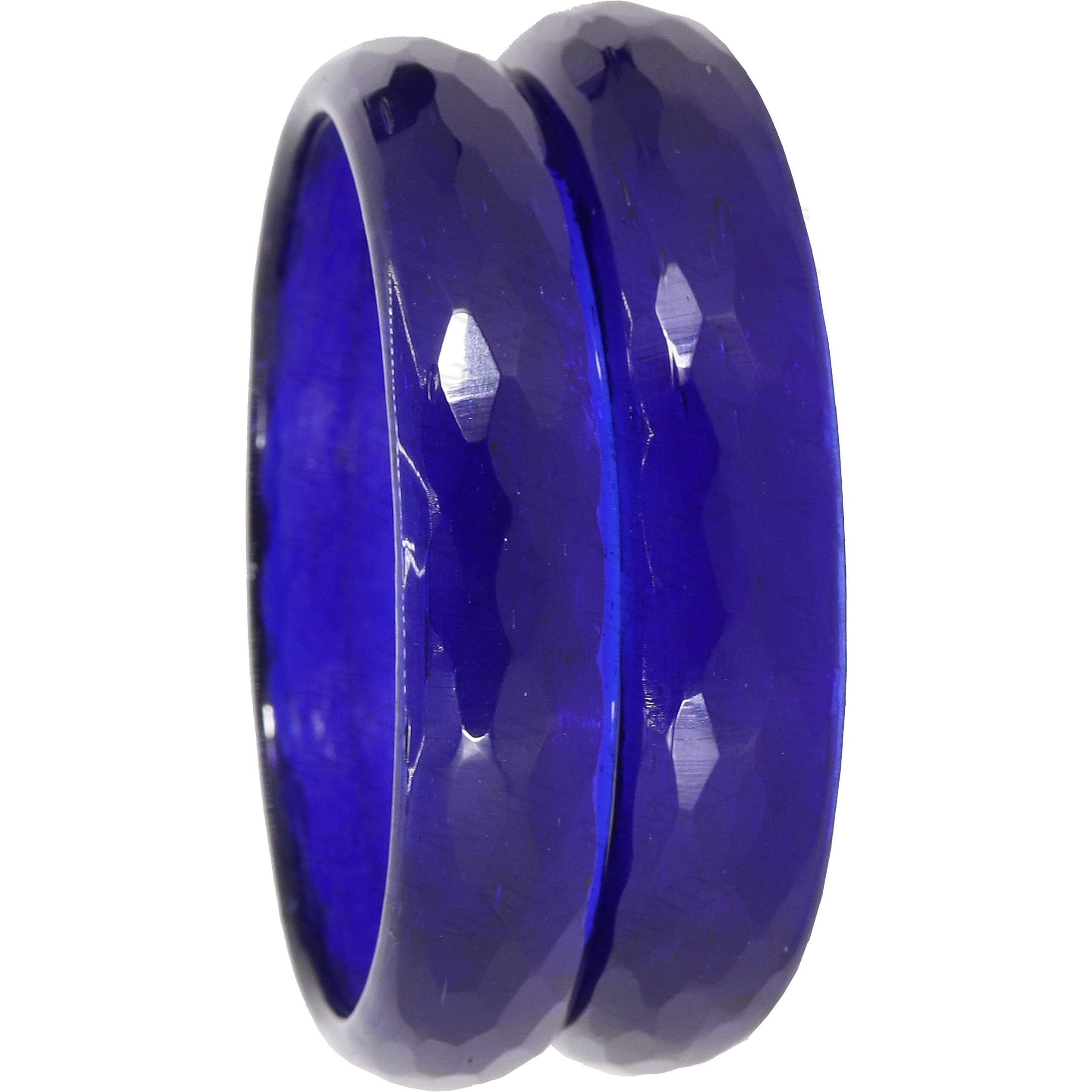 NMII Glass with Diamond Shaped Glossy Finished Bangle/Kada Set For Women and Girls, (DarkBlue_2.2 Inches), Pack Of 2 Kada Set