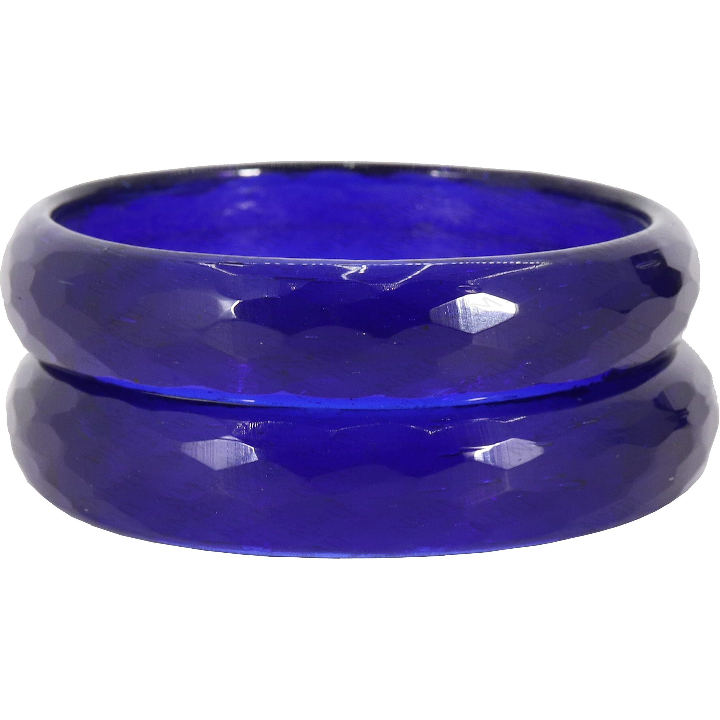 NMII Glass with Diamond Shaped Glossy Finished Bangle/Kada Set For Women and Girls, (DarkBlue_2.2 Inches), Pack Of 2 Kada Set
