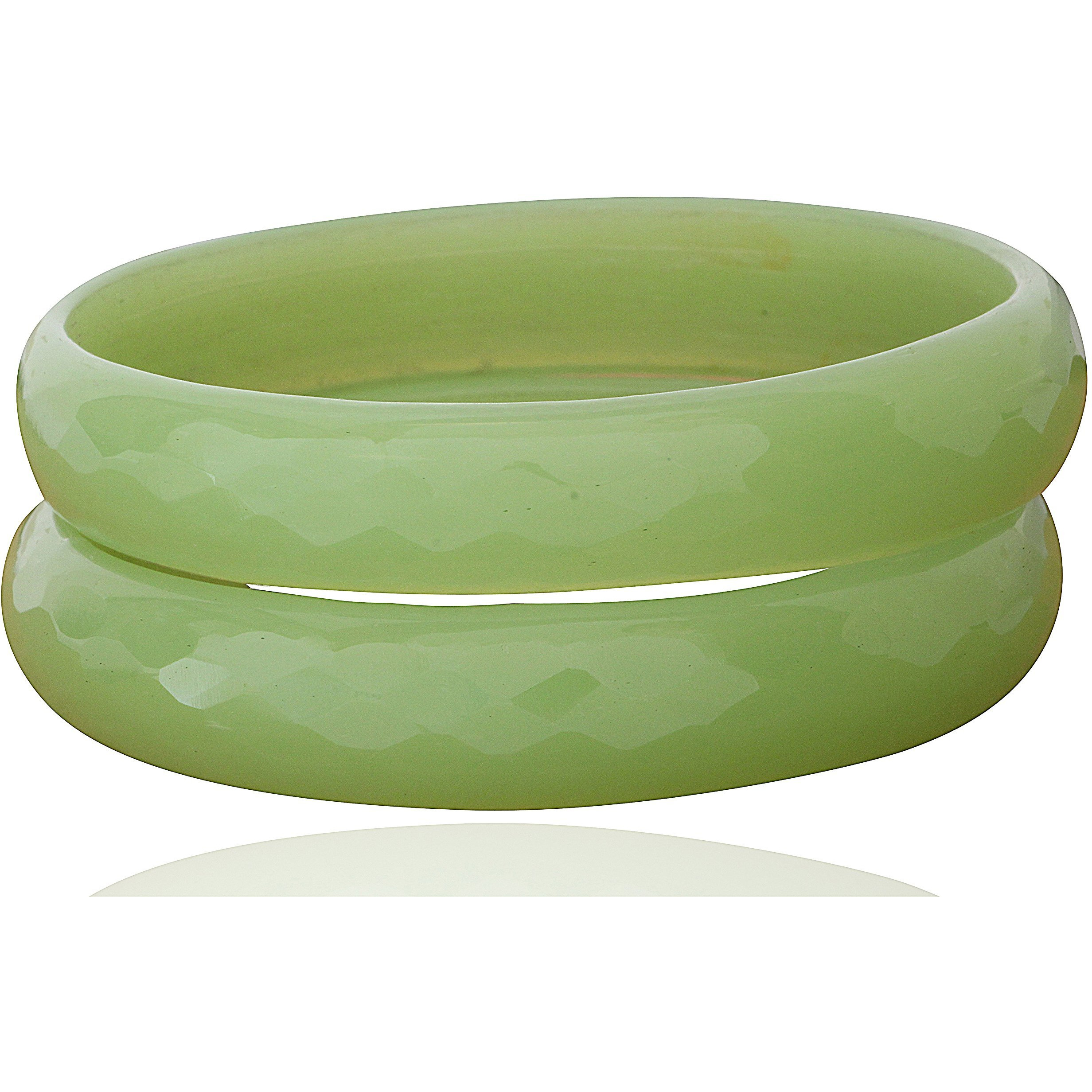 NMII Glass with Diamond Cutting Pattern Glossy Opaque Bangle/Kadaa set for Women/Girls, (T.Green_2.4 Inches), Pack Of 2 Kada Set