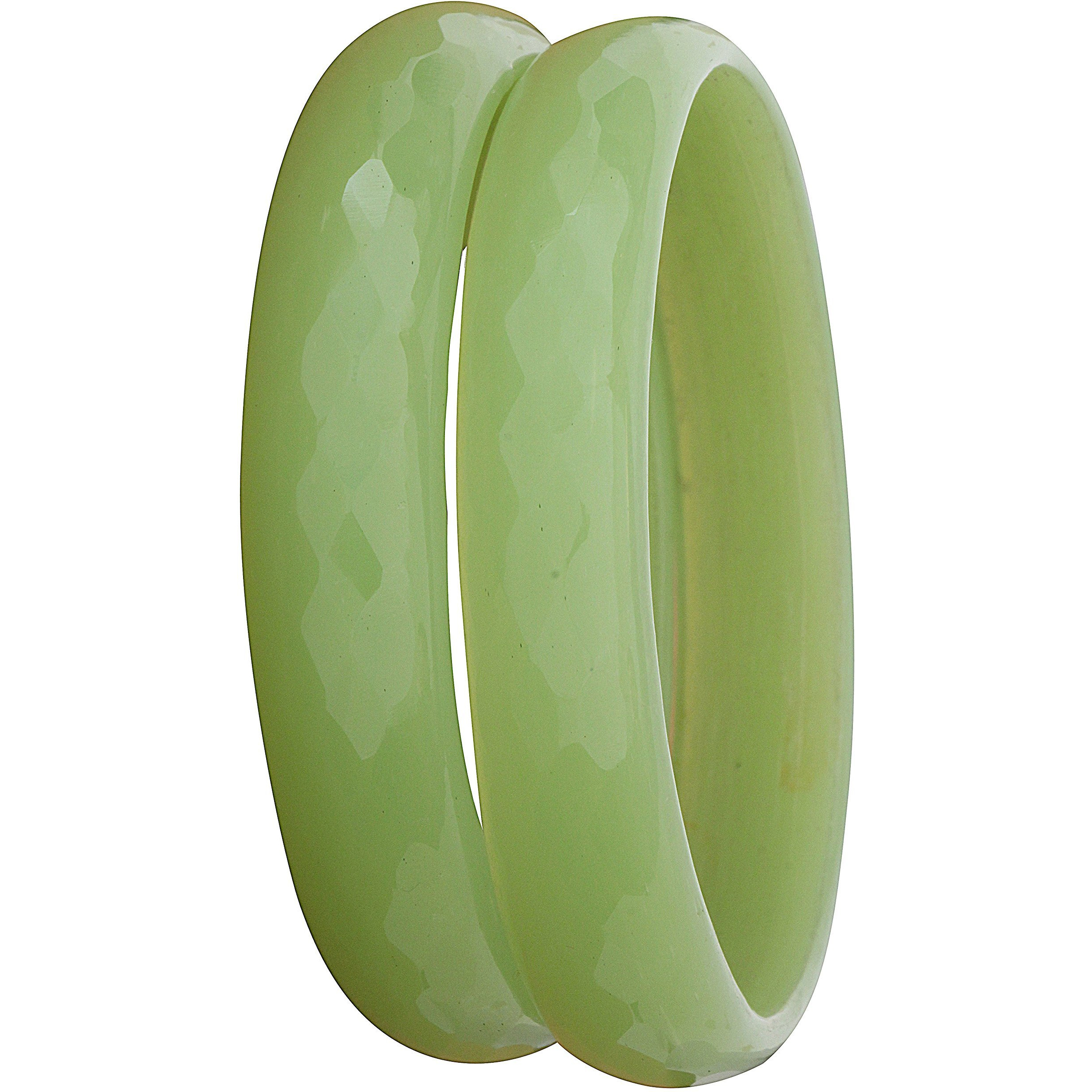 NMII Glass with Diamond Cutting Pattern Glossy Opaque Bangle/Kadaa set for Women/Girls, (T.Green_2.4 Inches), Pack Of 2 Kada Set