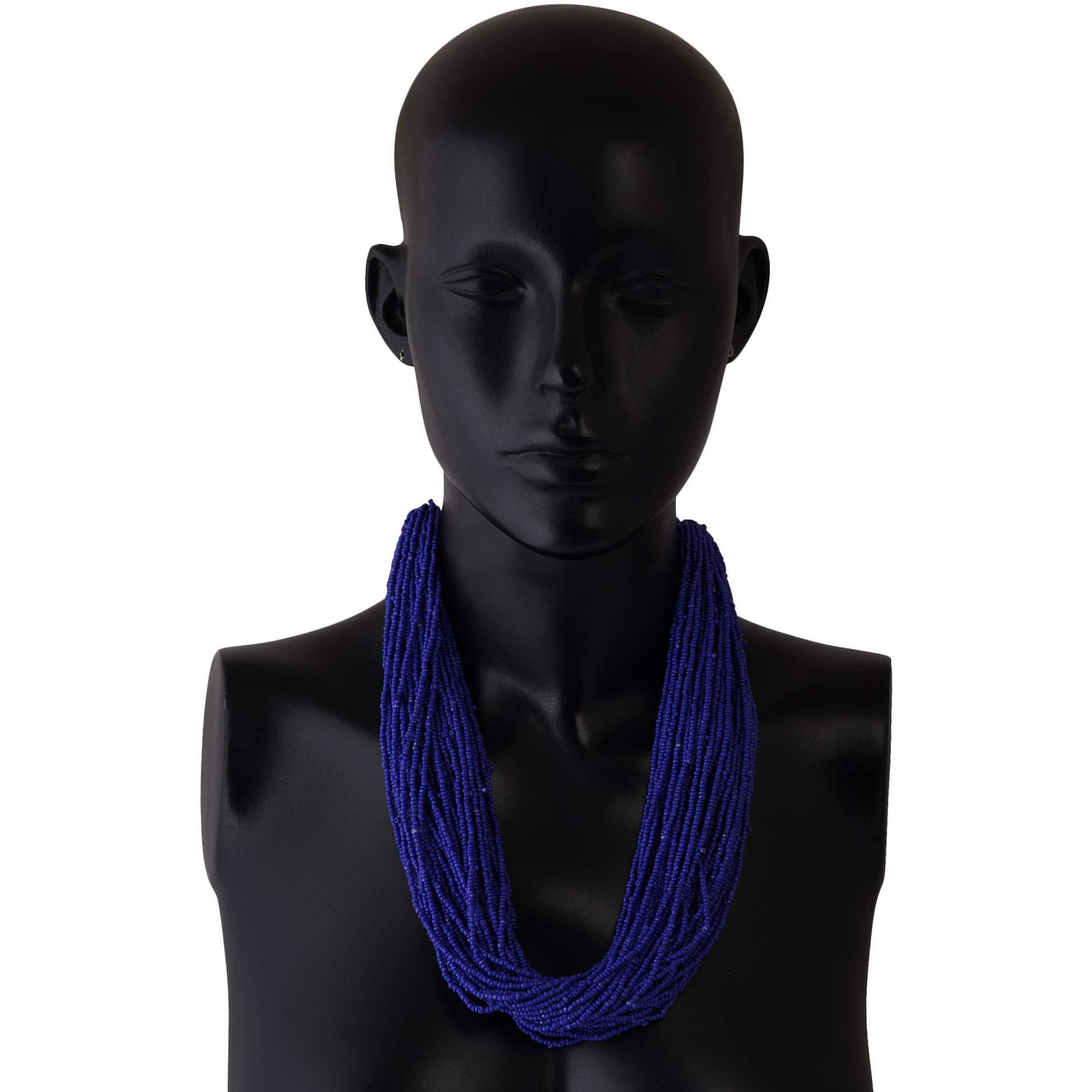 ZIKU JEWELRY 50 LAYERED MULTI STRAND SYNTHETIC BEAD HEAVY NECKLACE FOR WOMEN AND GIRLS (Blue)