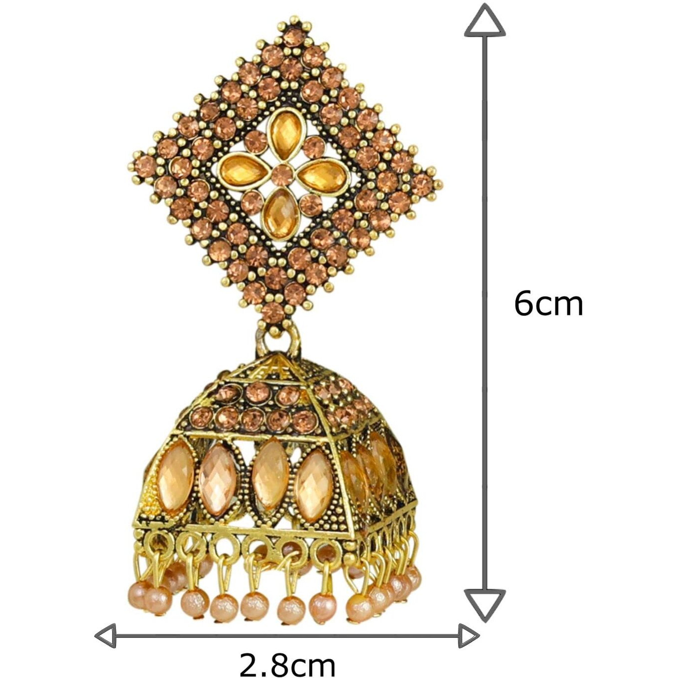 Fashion Frill Stunning Earrings For Women Beige Floral Design Gold Plated Cubic Zirconia Jhumka Earrings For Women Girls